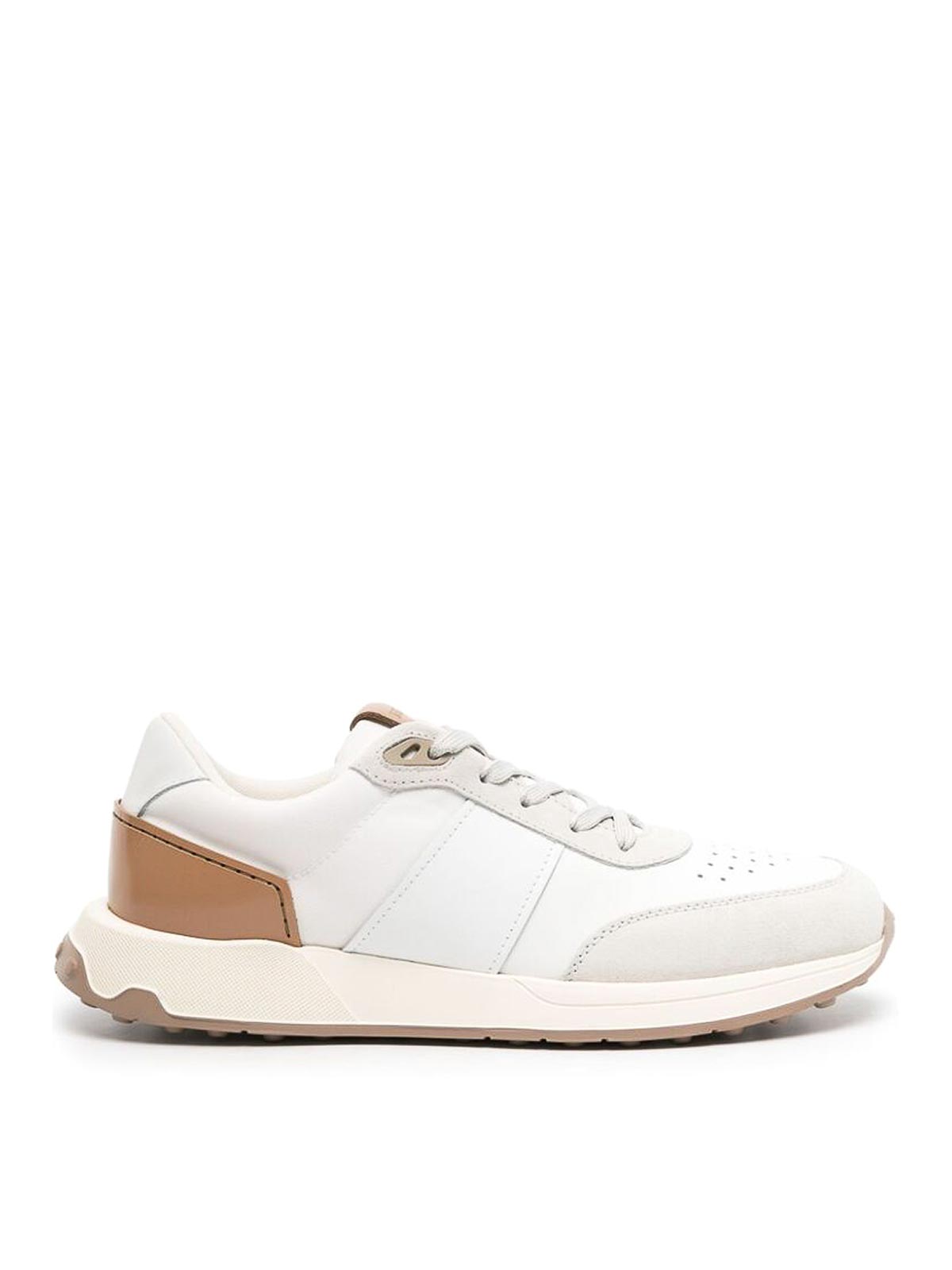 Shop Tod's Panelled Sneakers In White