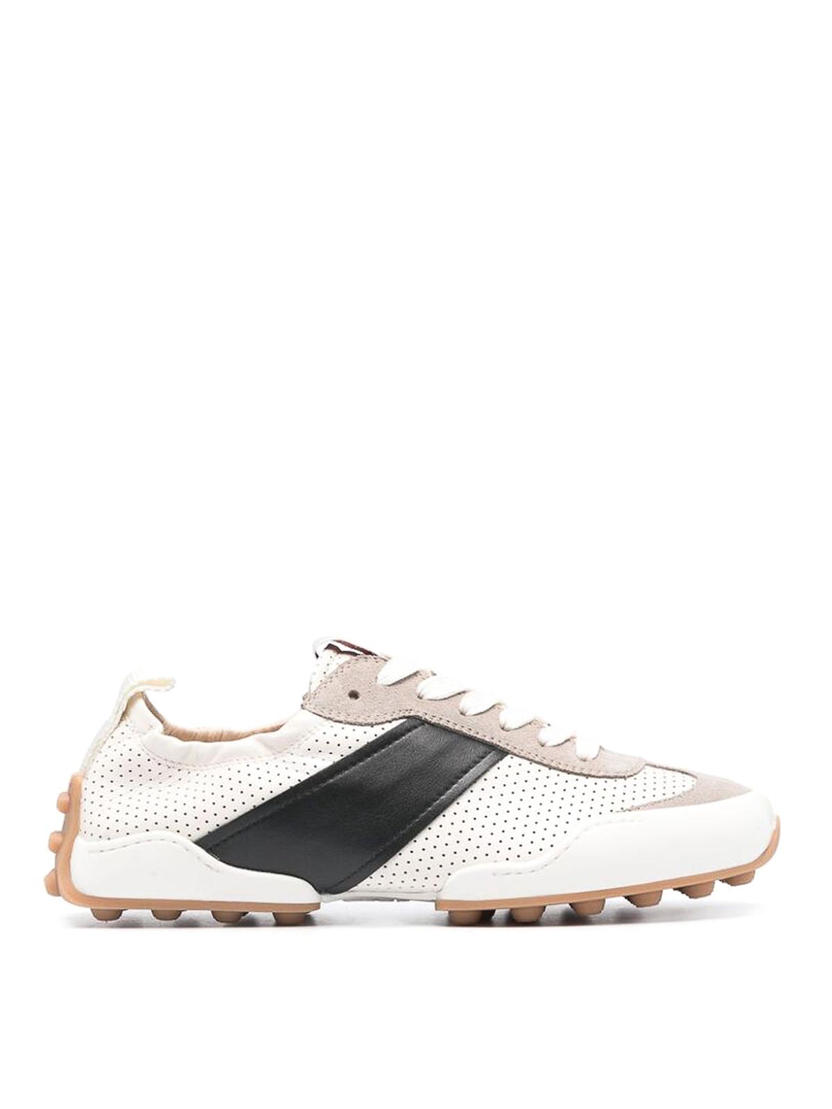 Tod's Panelled Leather Sneakers In Cream