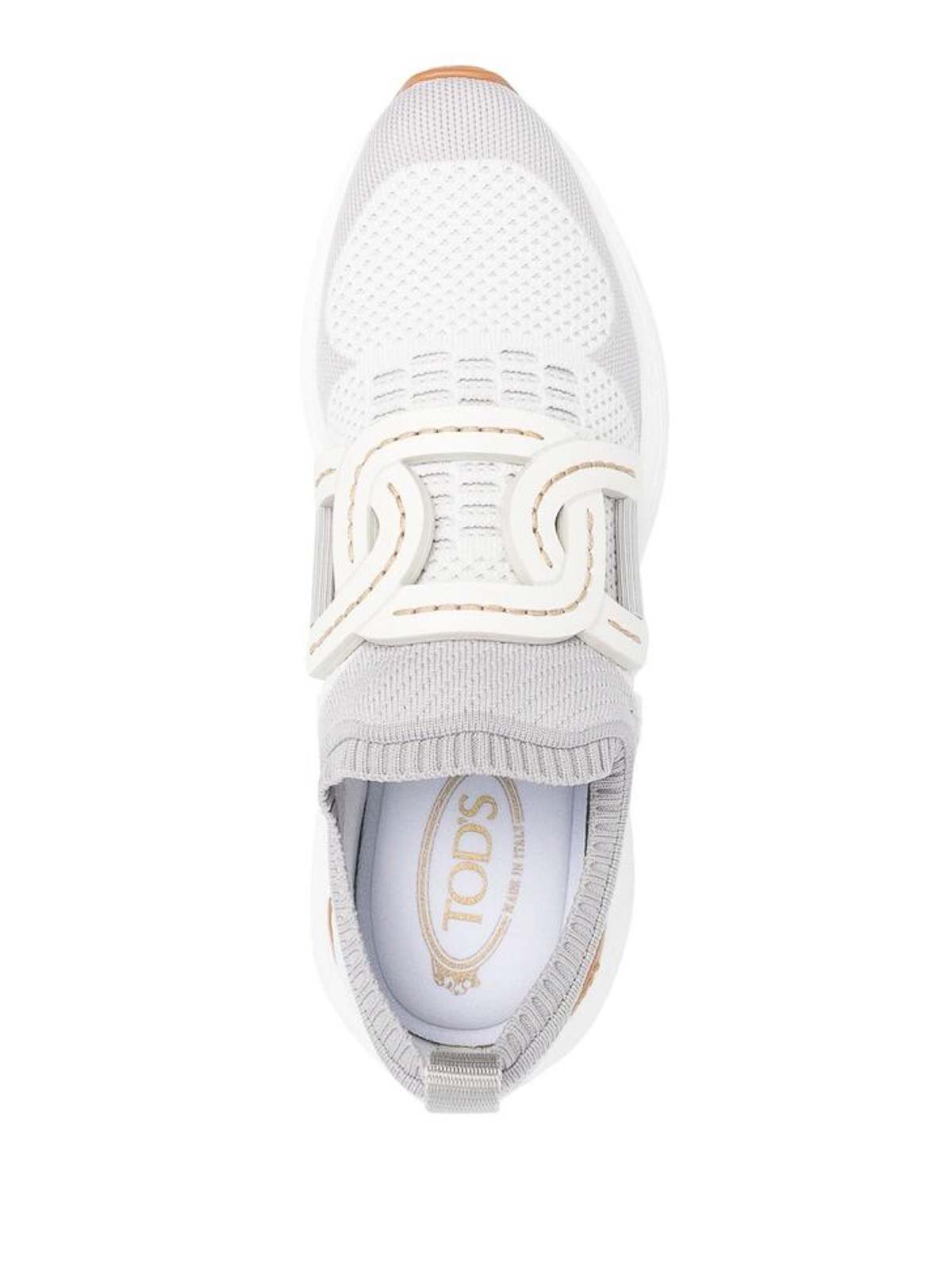 Shop Tod's Black Low-top Knit Sneakers In White