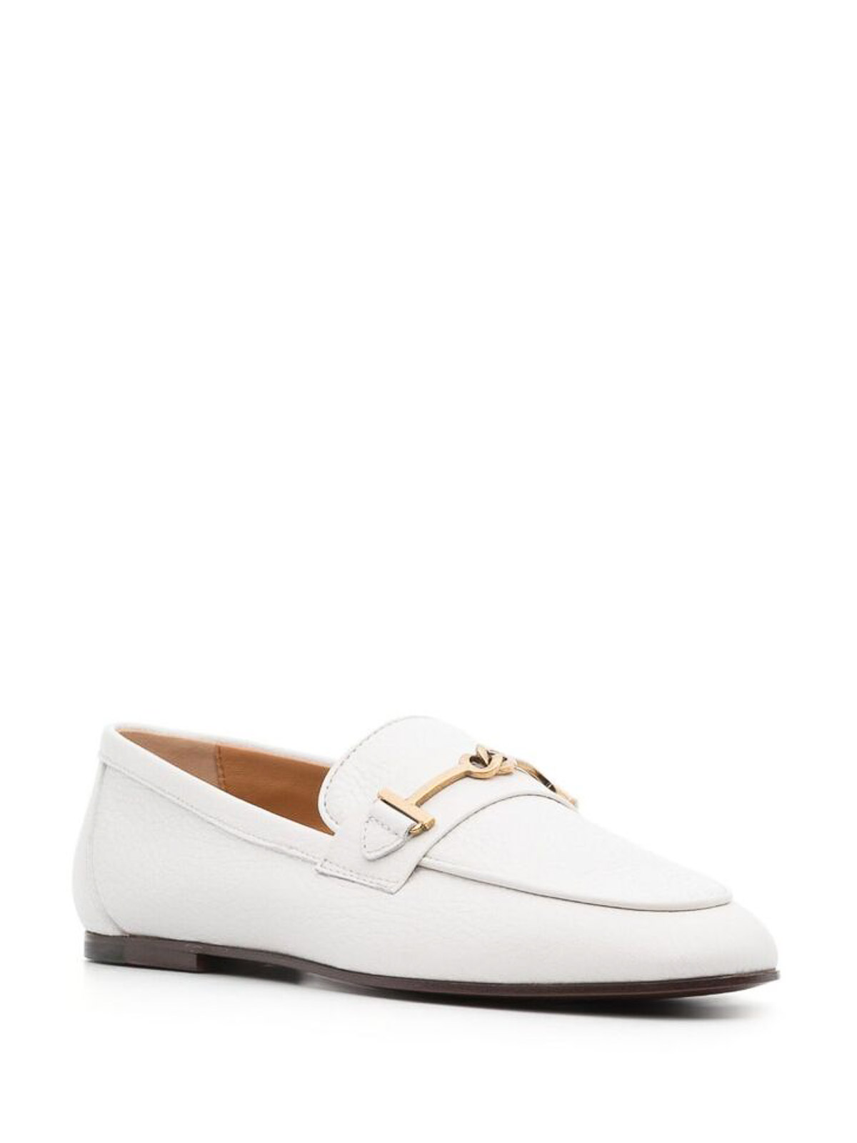 Shop Tod's White Logo-plaque Loafers