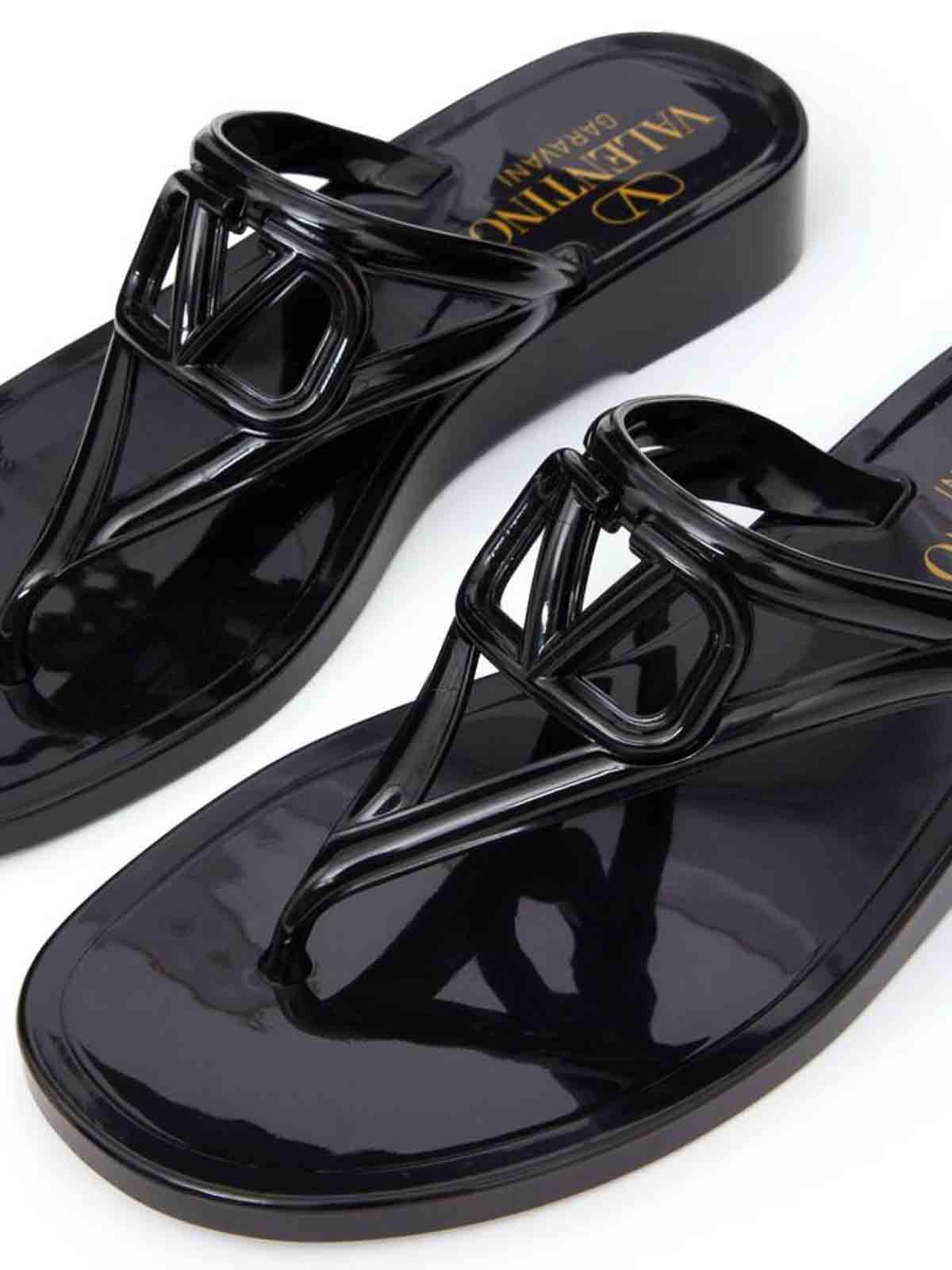Shop Valentino Black Ready-to-wear Thong Sandals