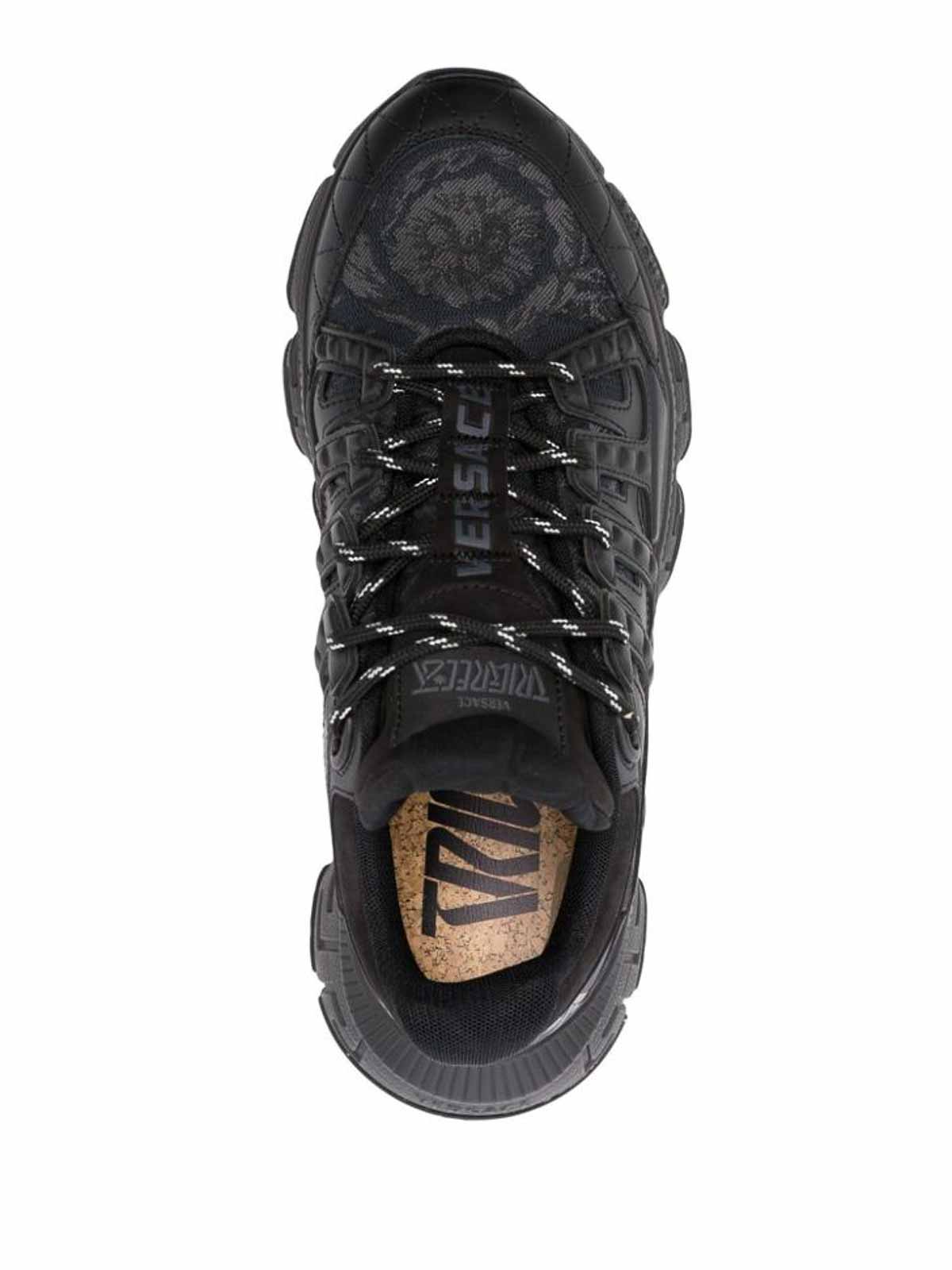 Shop Versace Black Baroque Sneakers