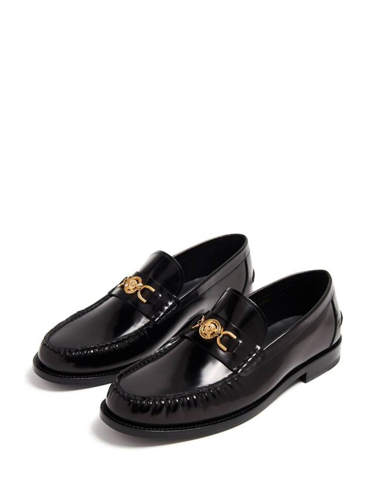 Shop Versace Black Medusa Loafers