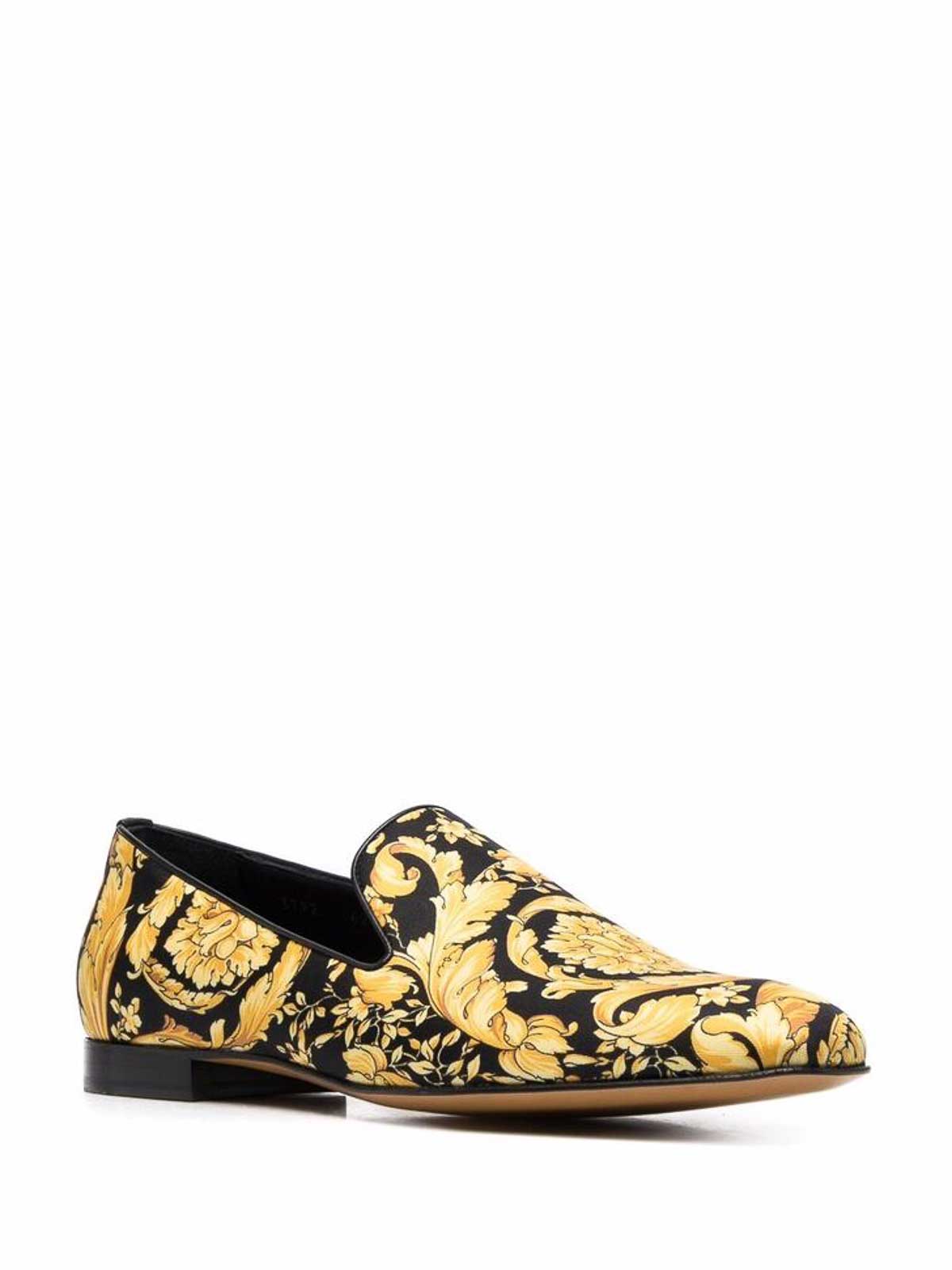 Shop Versace Yellow Baroque-print Loafers