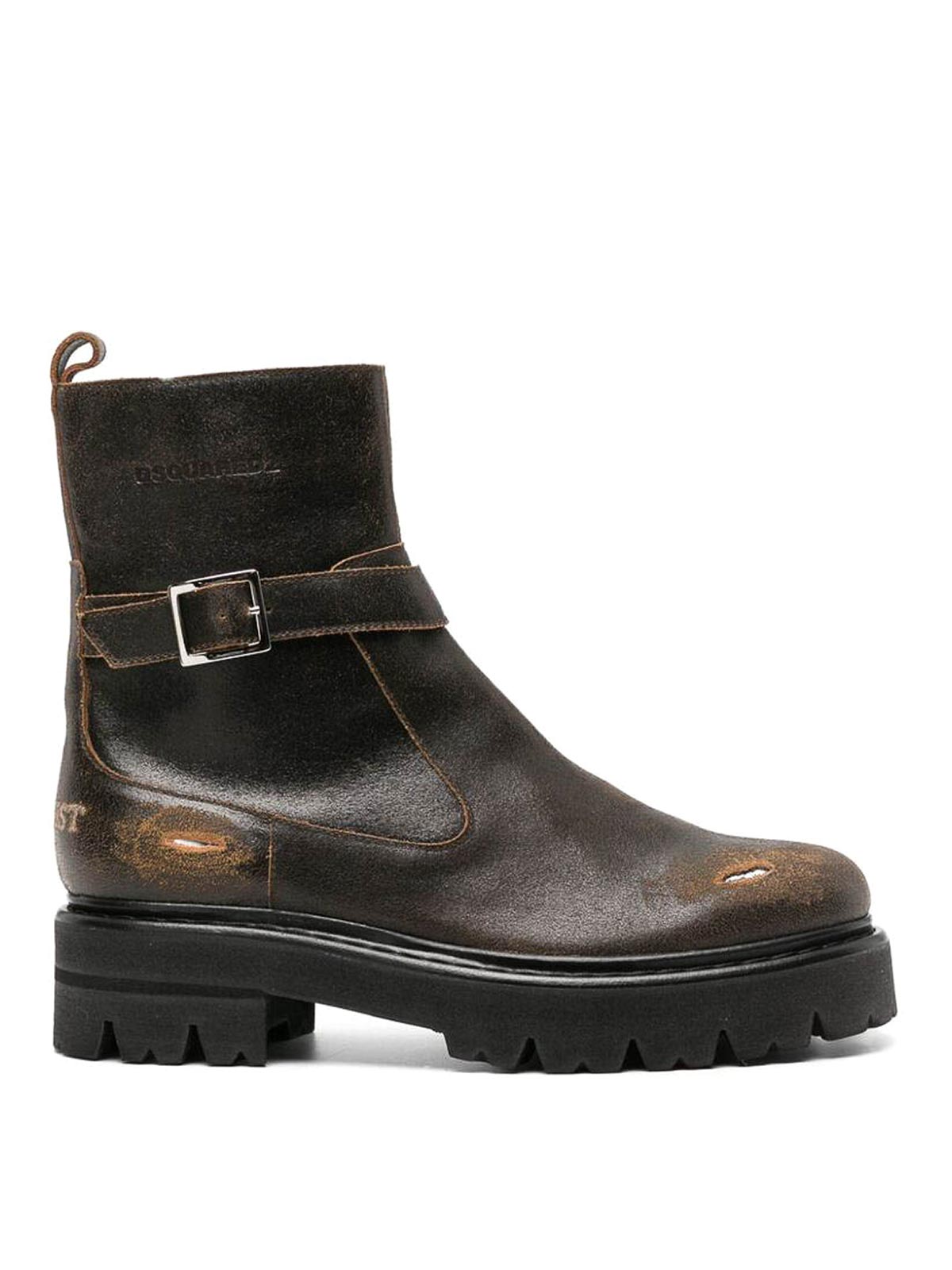 Dsquared2 Distressed-effect Suede Ankle Boots In Brown