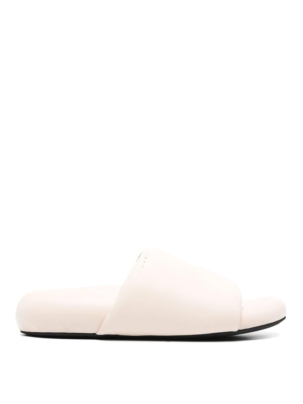 Marni Padded Leather Slides In Neutrals