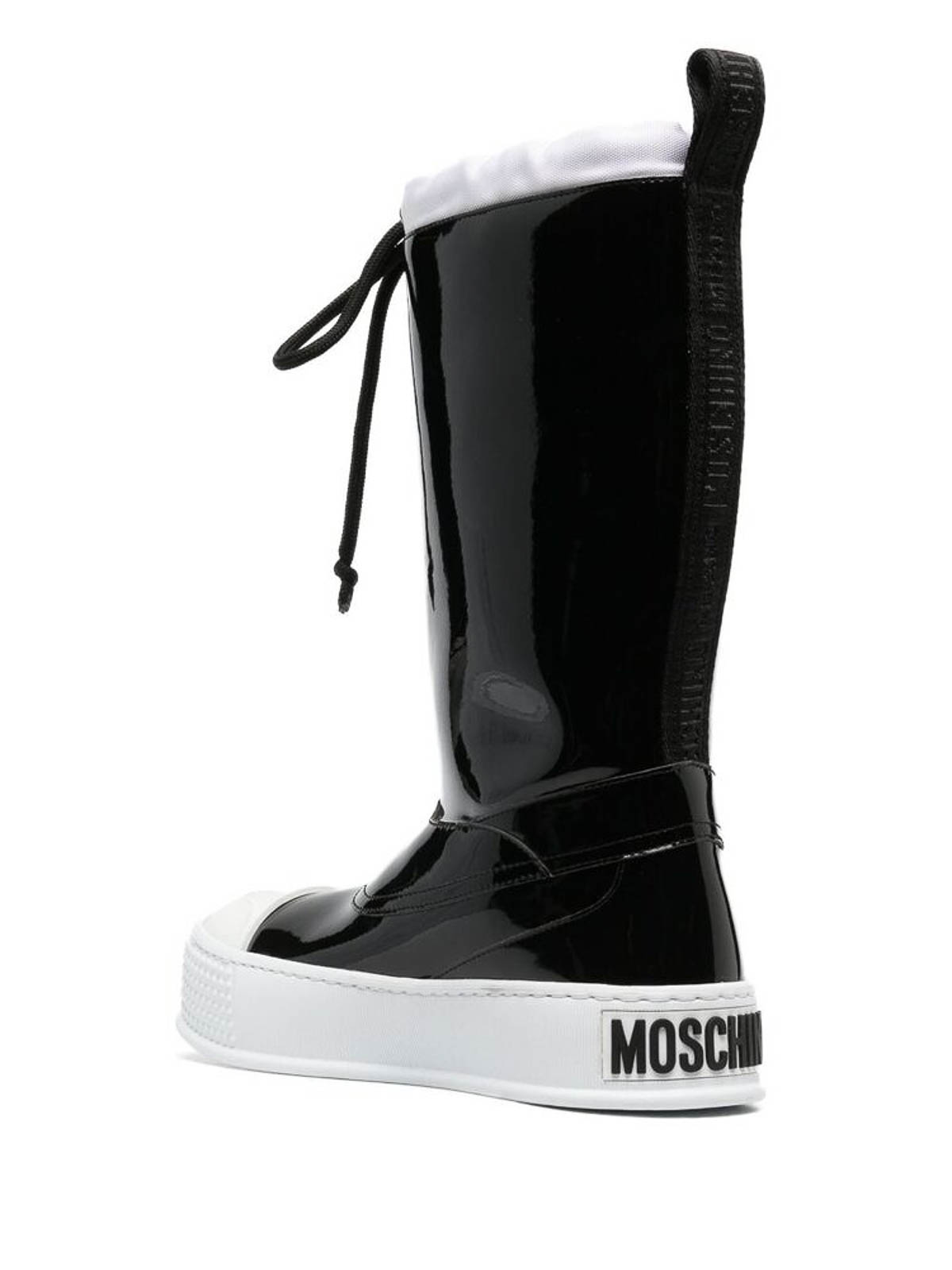 Shop Moschino Leather Boots In Black