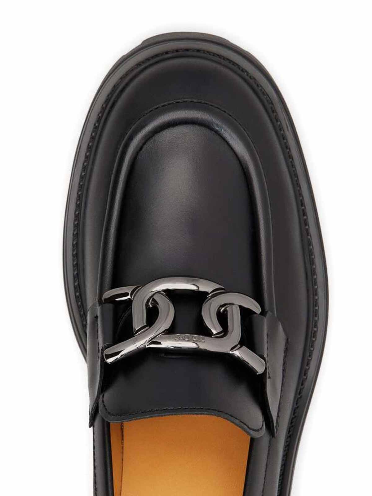 Shop Tod's Logobuckle Loafers In Black