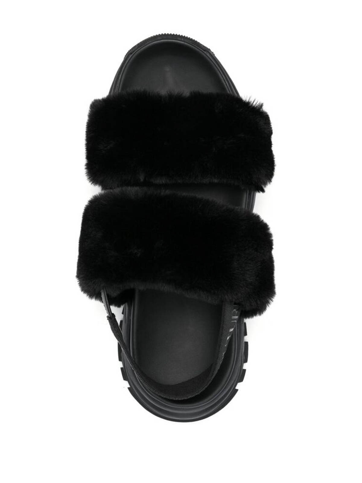 Shop Versace Jeans Couture Faux Fur Slingback Sandals In Black