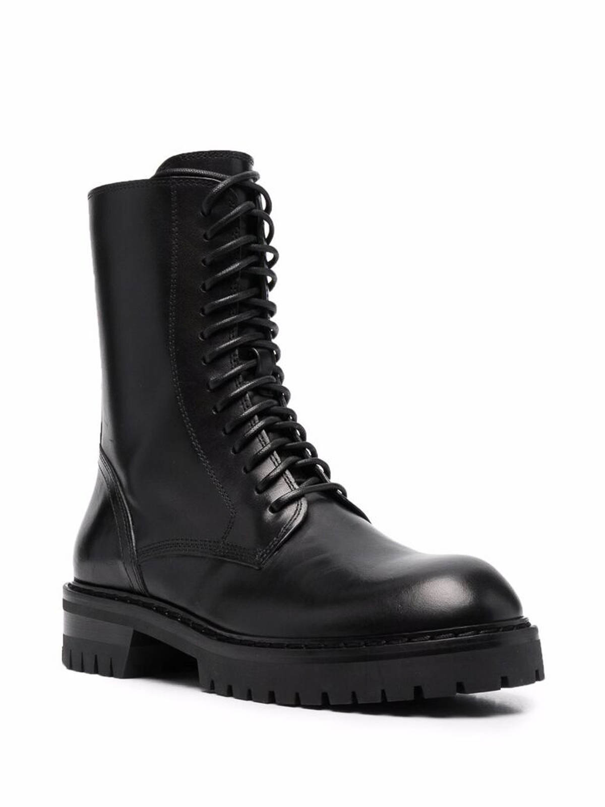 Shop Ann Demeulemeester Black Laceup Combat Boots