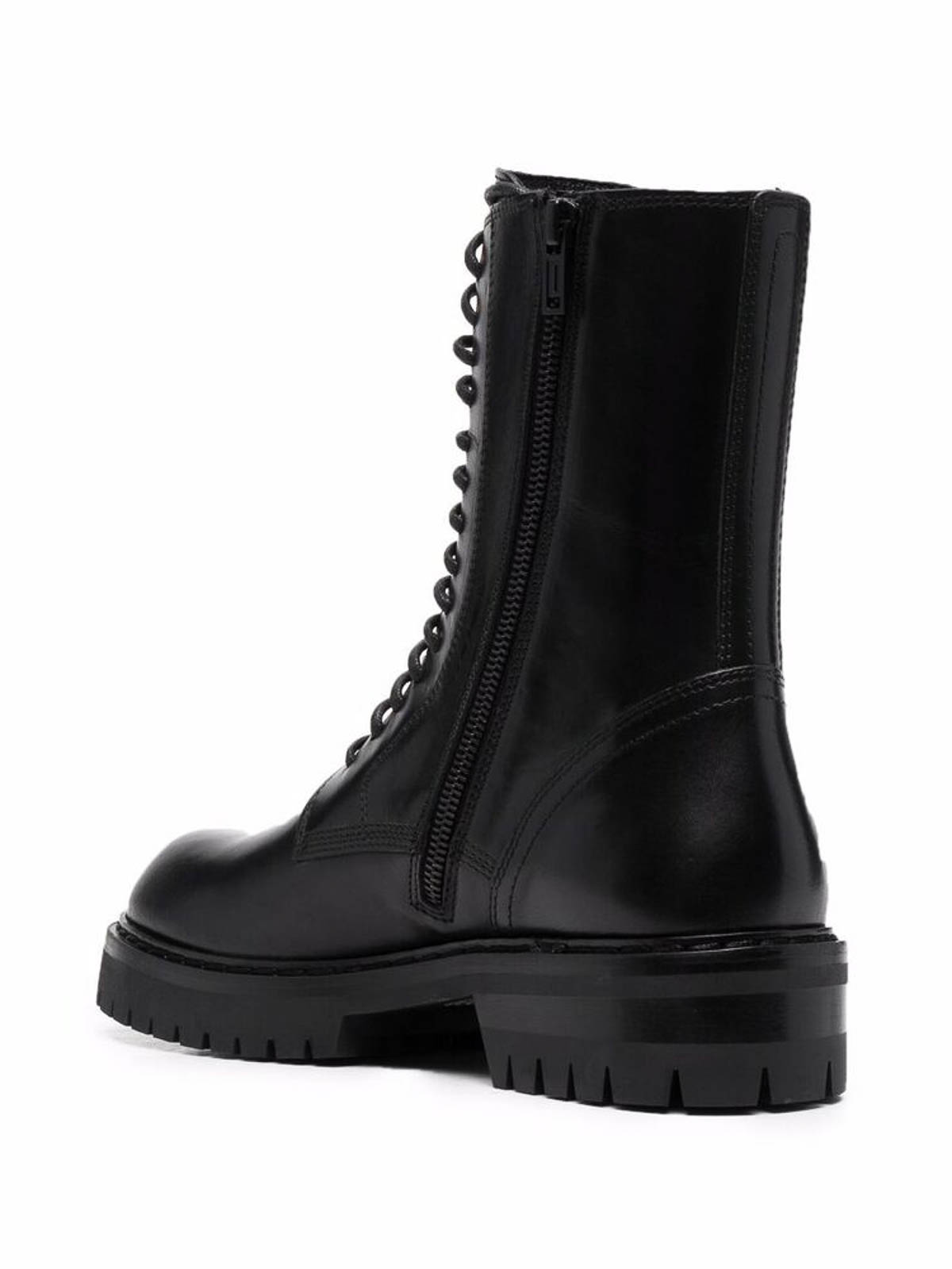 Shop Ann Demeulemeester Black Laceup Combat Boots