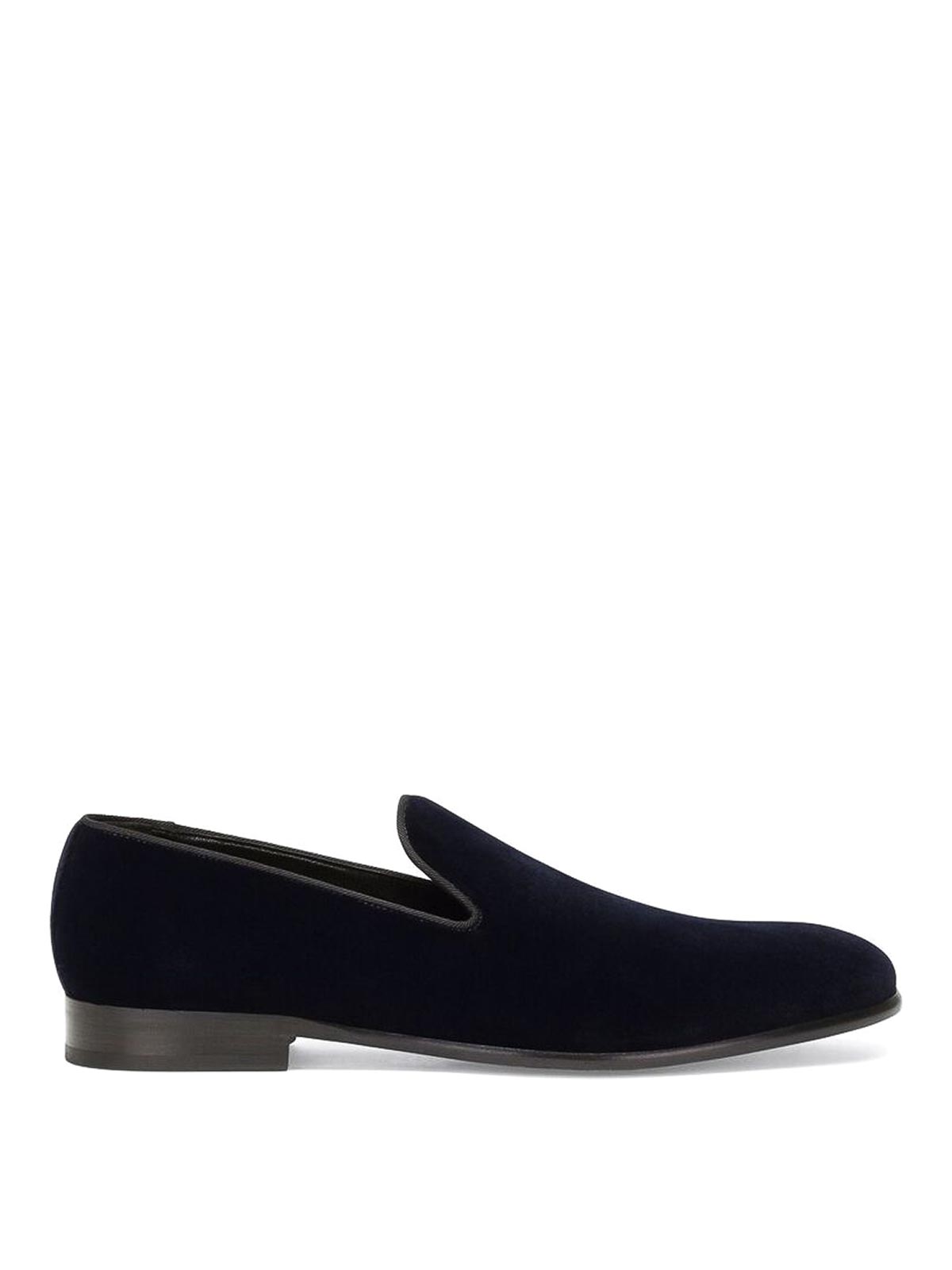 Dolce & Gabbana Velvet Slippers In Blue