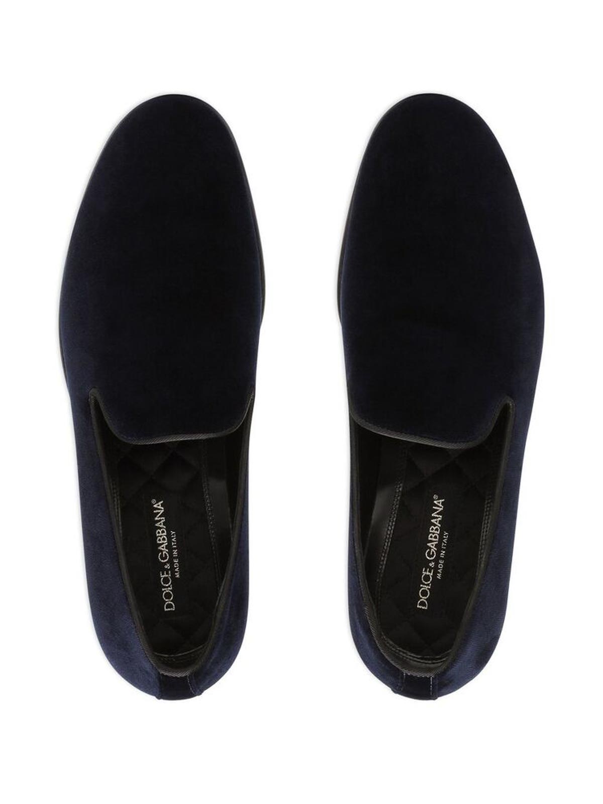 Shop Dolce & Gabbana Velvet Slippers In Blue