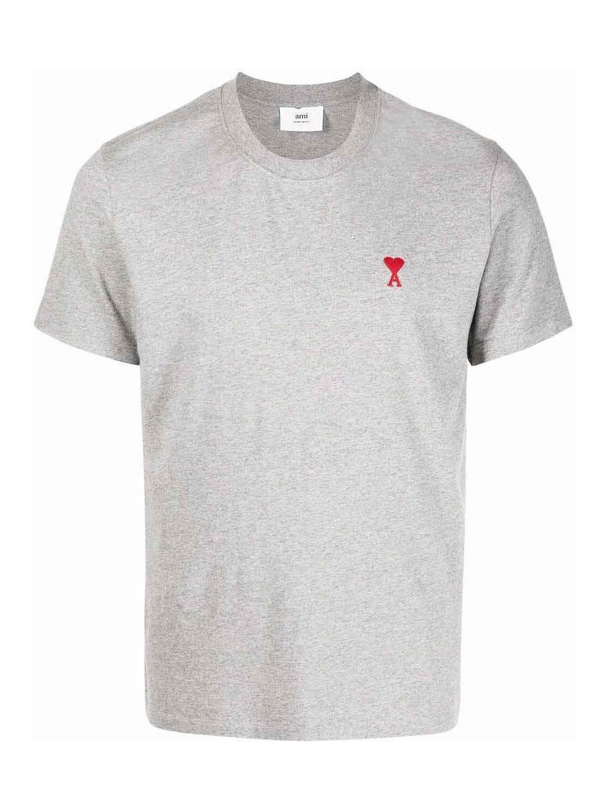 Ami Alexandre Mattiussi Short Embroidered Logo T-shirt In Grey