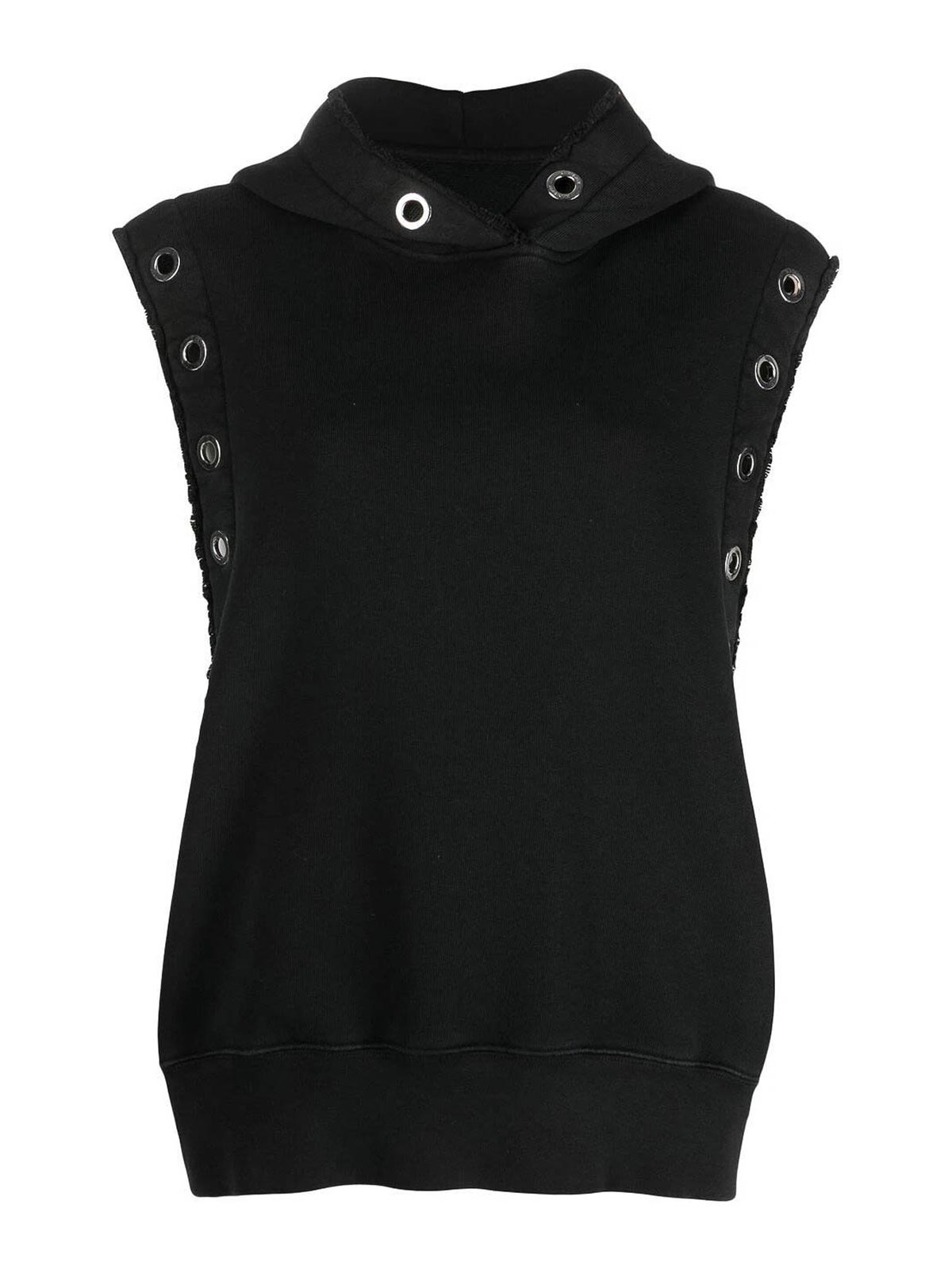 Shop Khrisjoy Sleeveless Hoodi Sweater Oversize In Black