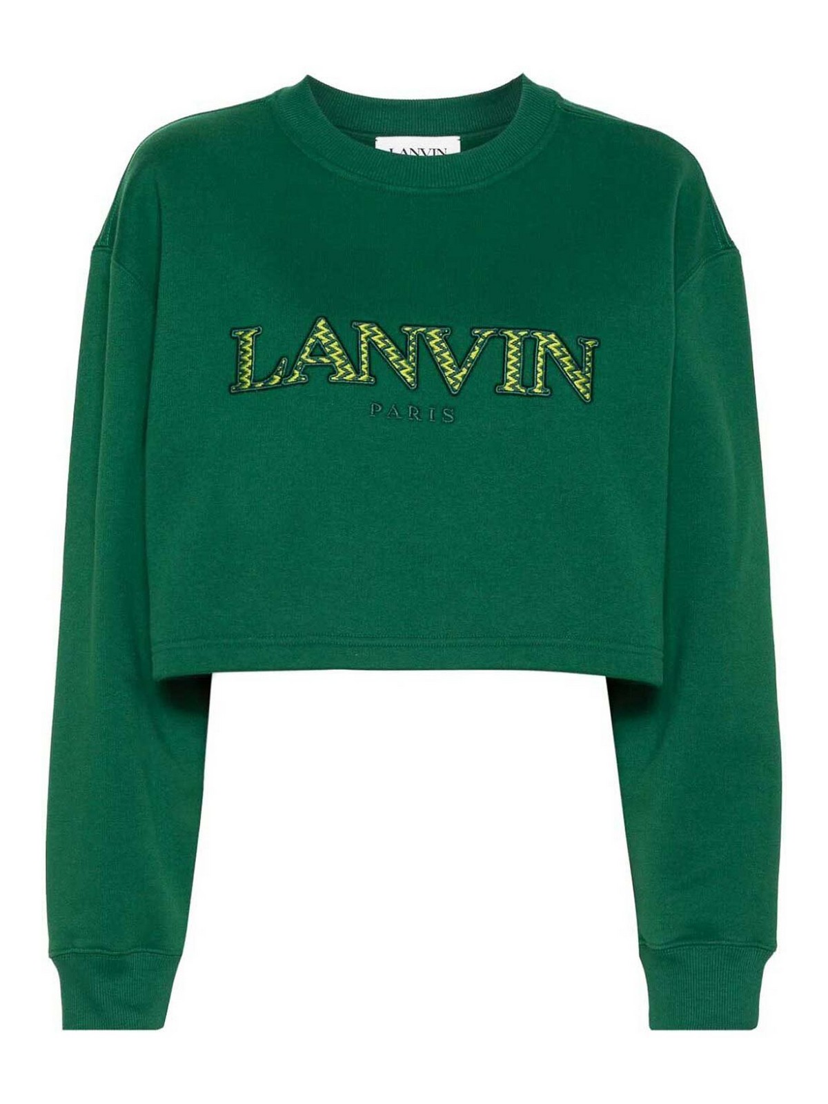 Shop Lanvin Crew Neck Logo Sweatshirt In Green