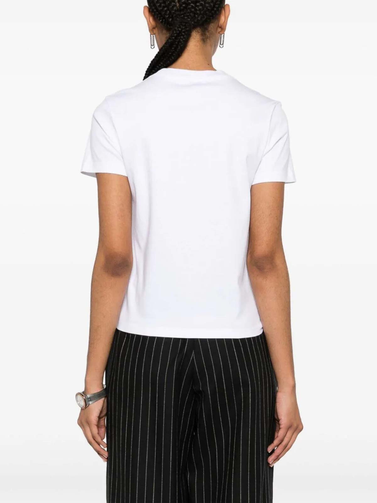 Shop Lanvin Short Tee Embroidered Logo In White