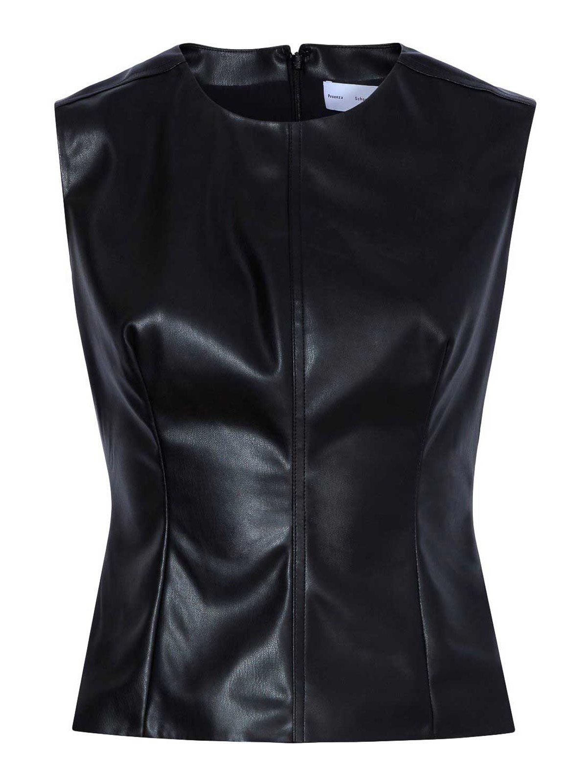 Shop Proenza Schouler Faux Leather Top In Black