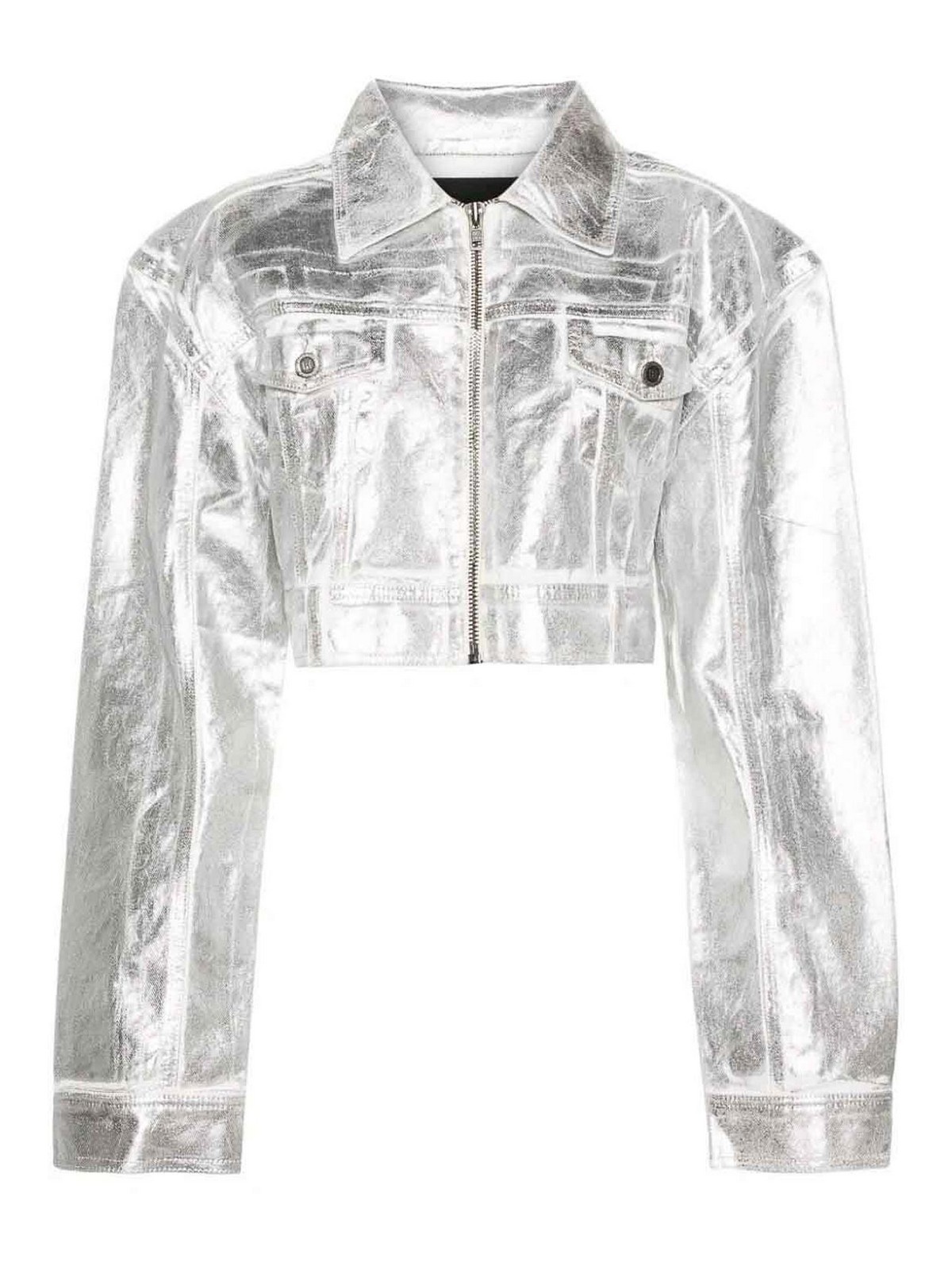 Shop Rotate Birger Christensen Crop Jacket In Silver