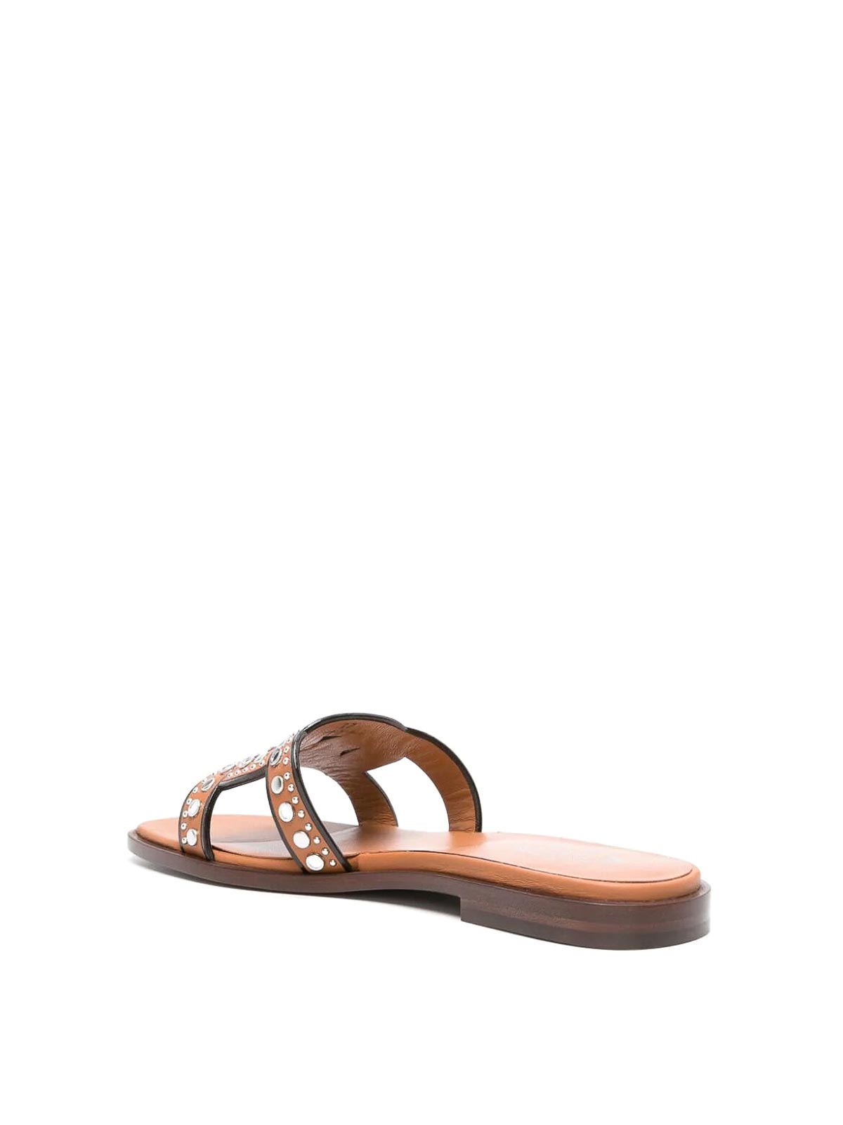 Shop Tod's Woven Stud Sandal In Brown