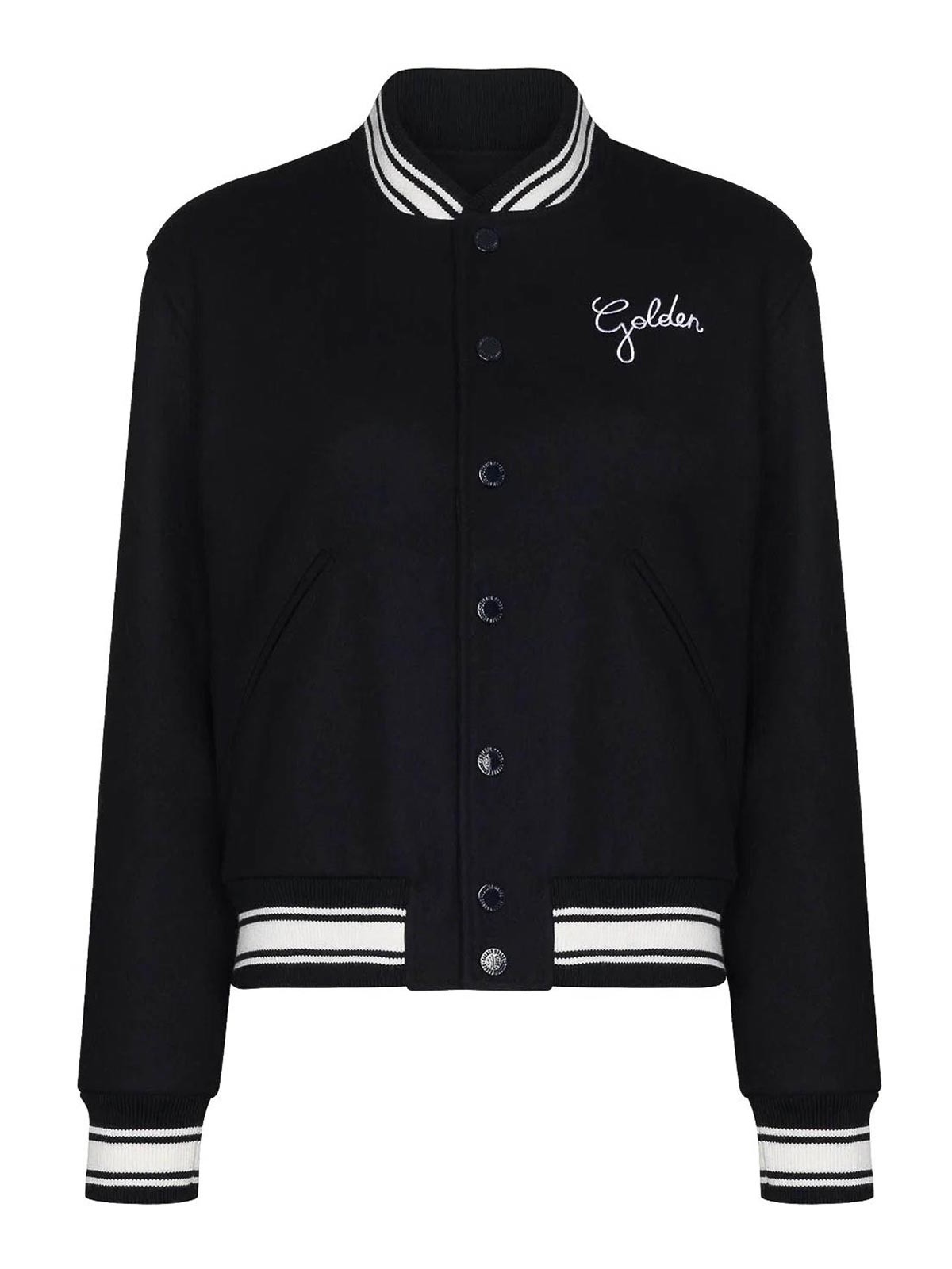 Golden Goose Bomber Jacket With Embroidery In Dark Blue