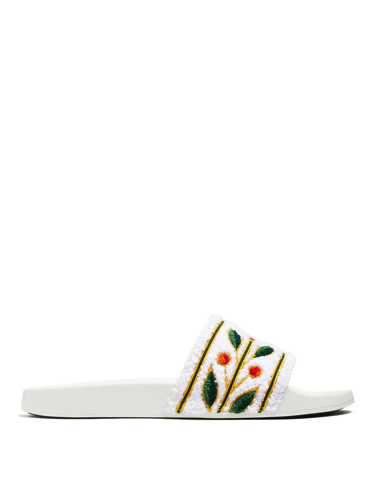 Shop Casablanca Slide Sandal With Embroidery In White