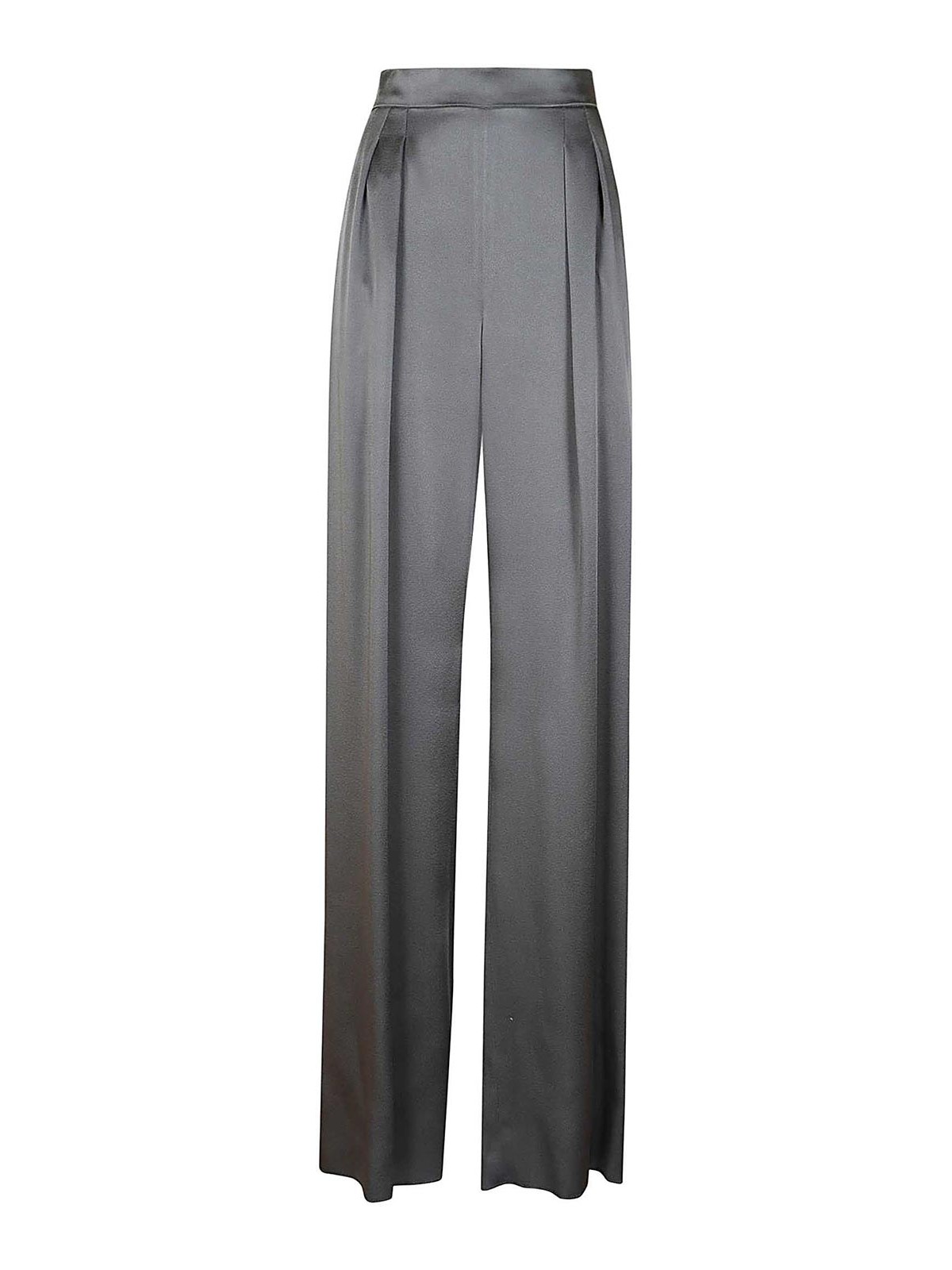 Shop Max Mara Satin Trousers In Grey