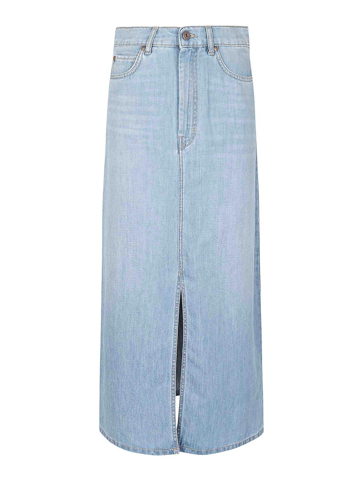 Shop Weekend Max Mara Denim Skirt In Light Blue