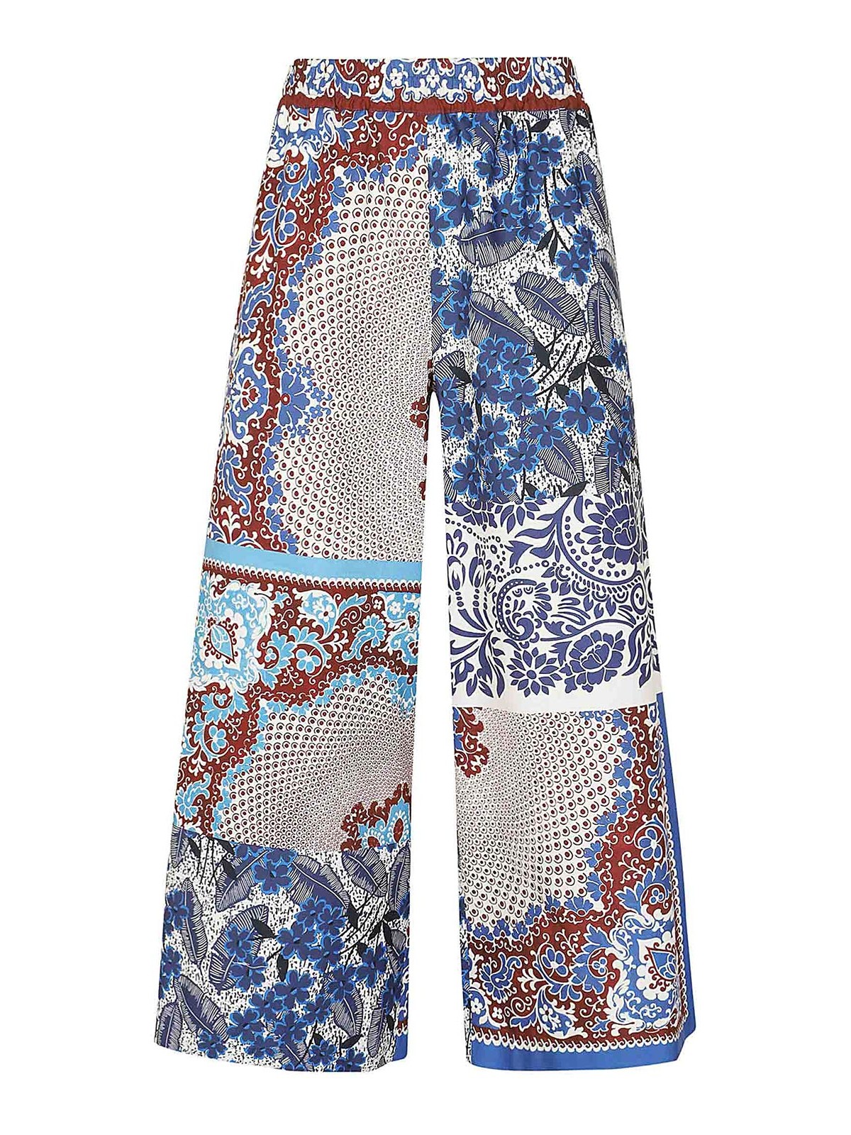 Shop Weekend Max Mara Patterned Cotton Trousers In Blue