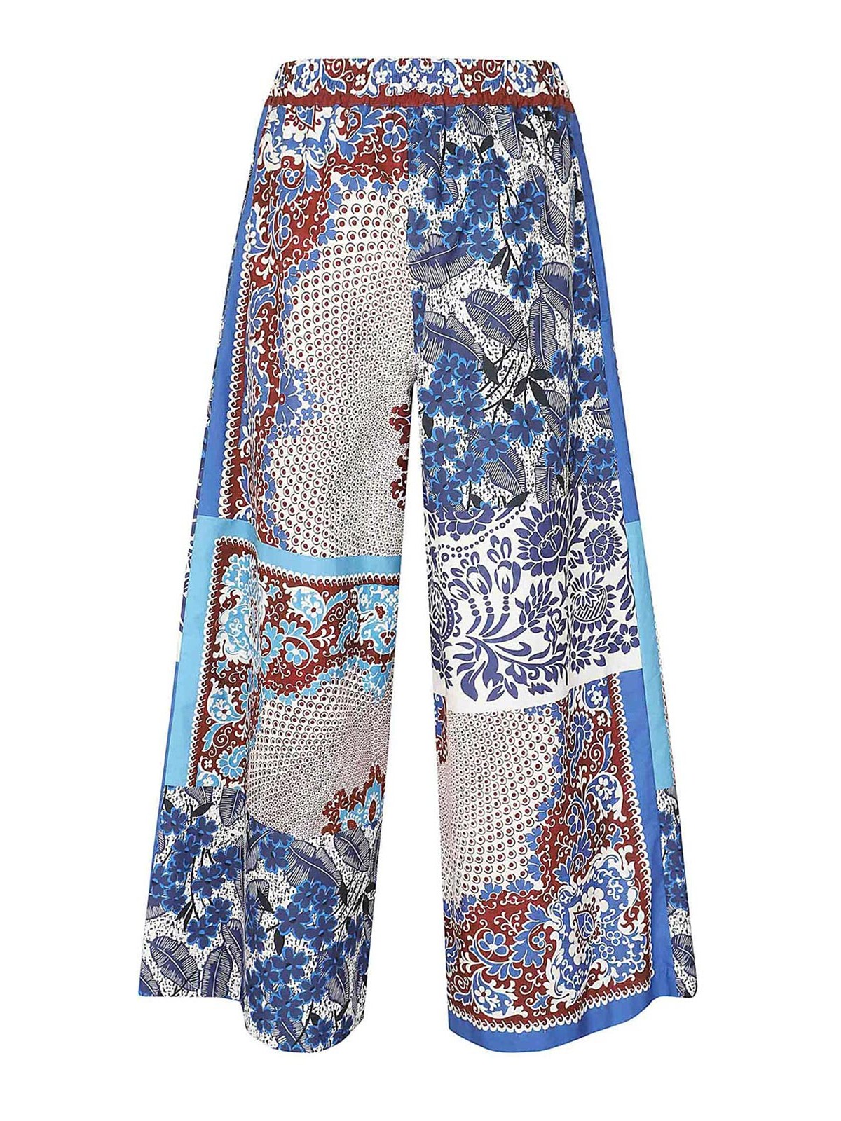 Shop Weekend Max Mara Patterned Cotton Trousers In Blue