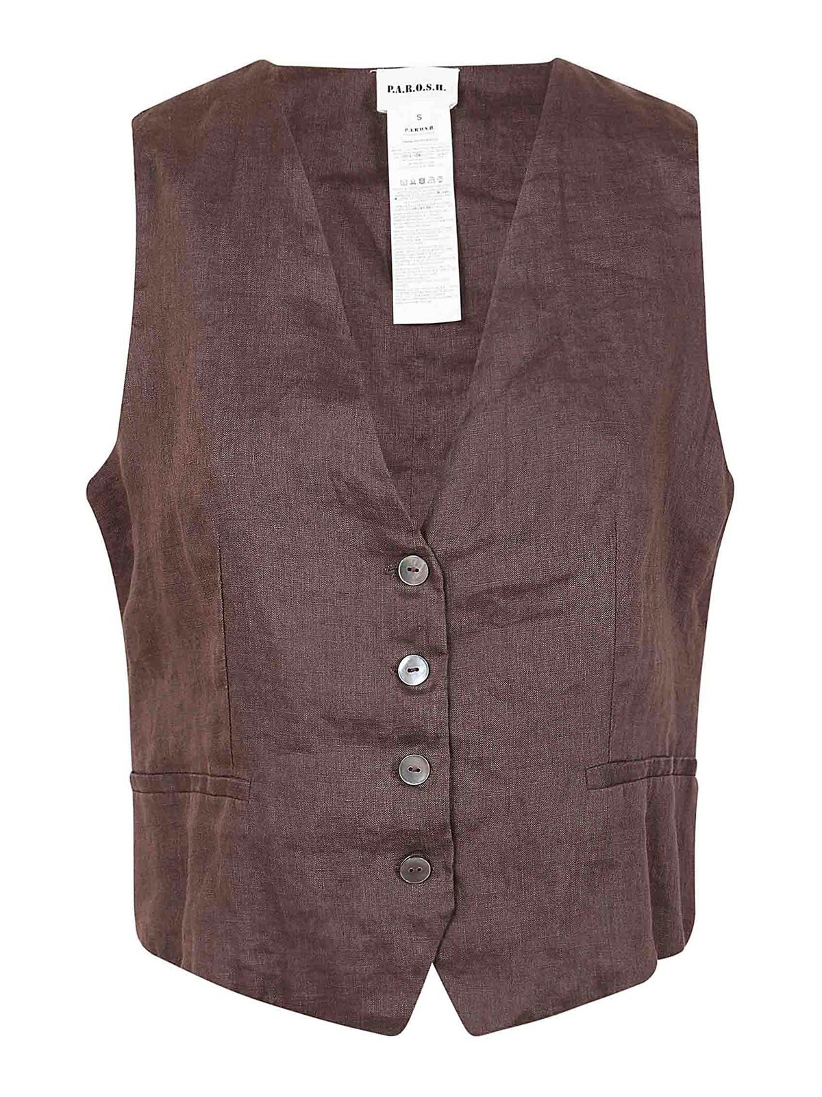 Shop P.a.r.o.s.h Linen Waistcoat In Brown