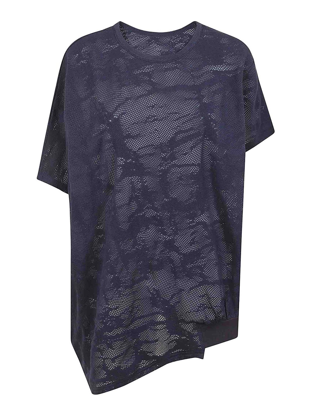 Shop Yohji Yamamoto Cotton T-shirt In Dark Blue