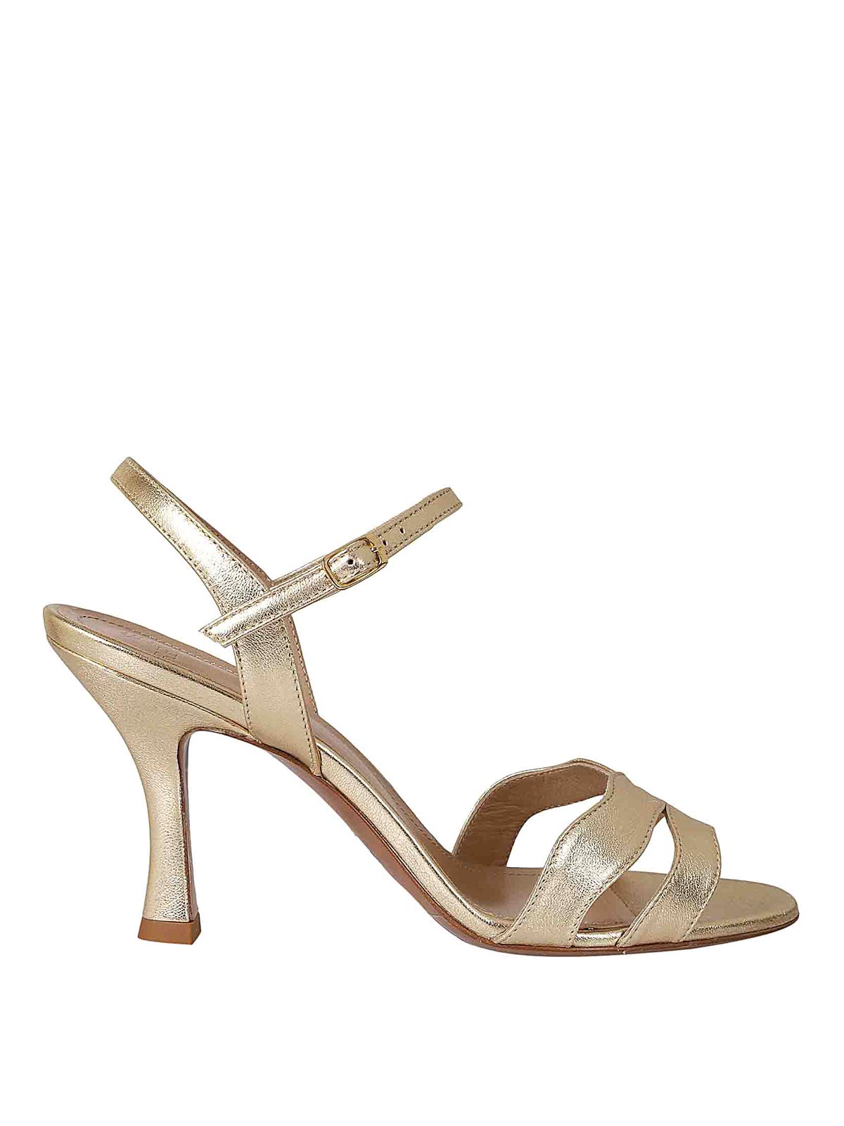 Shop Relac Leather Sandals In White Gold