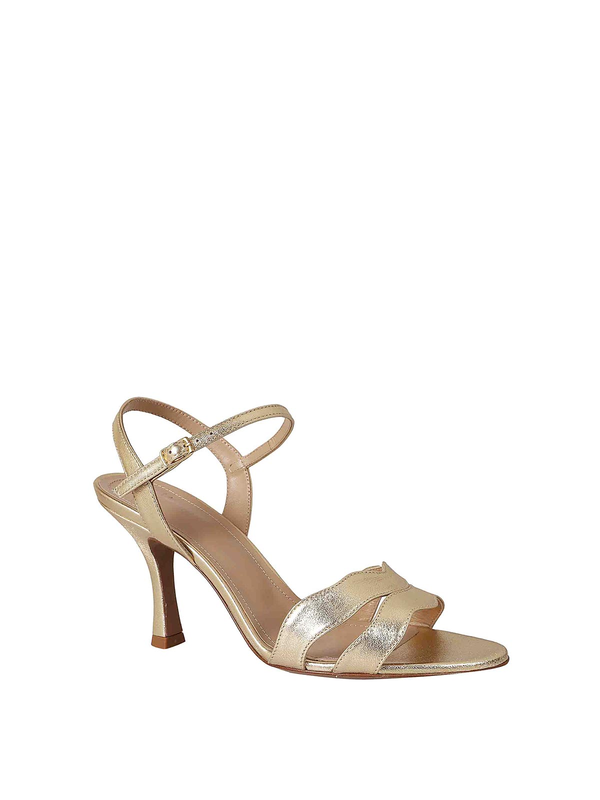 Shop Relac Leather Sandals In White Gold