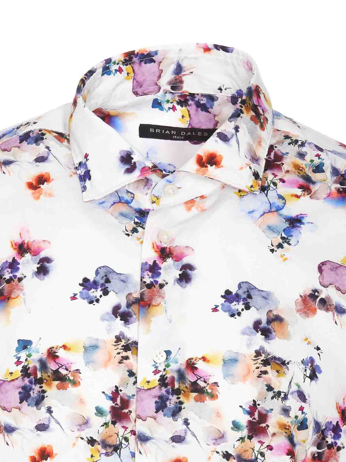 Shop Brian Dales Dales White And Multicolor Shirt In Multicolour
