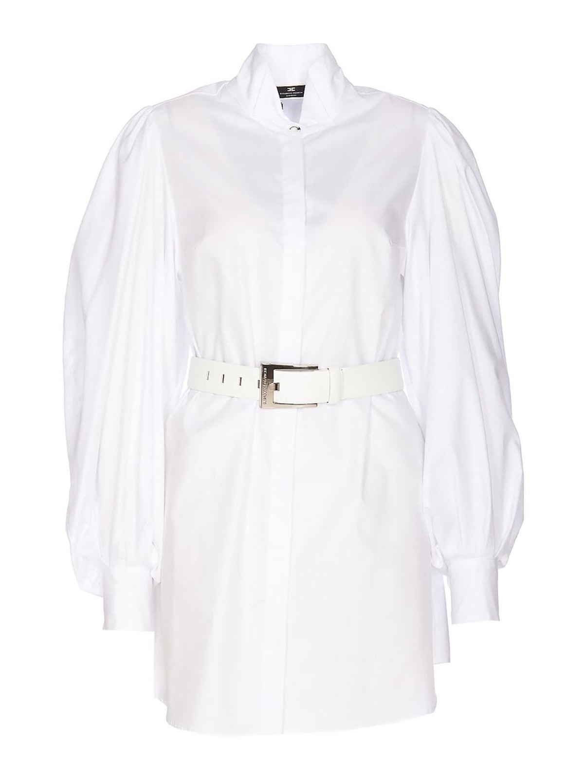 Elisabetta Franchi Cotton Shirt Dress In White
