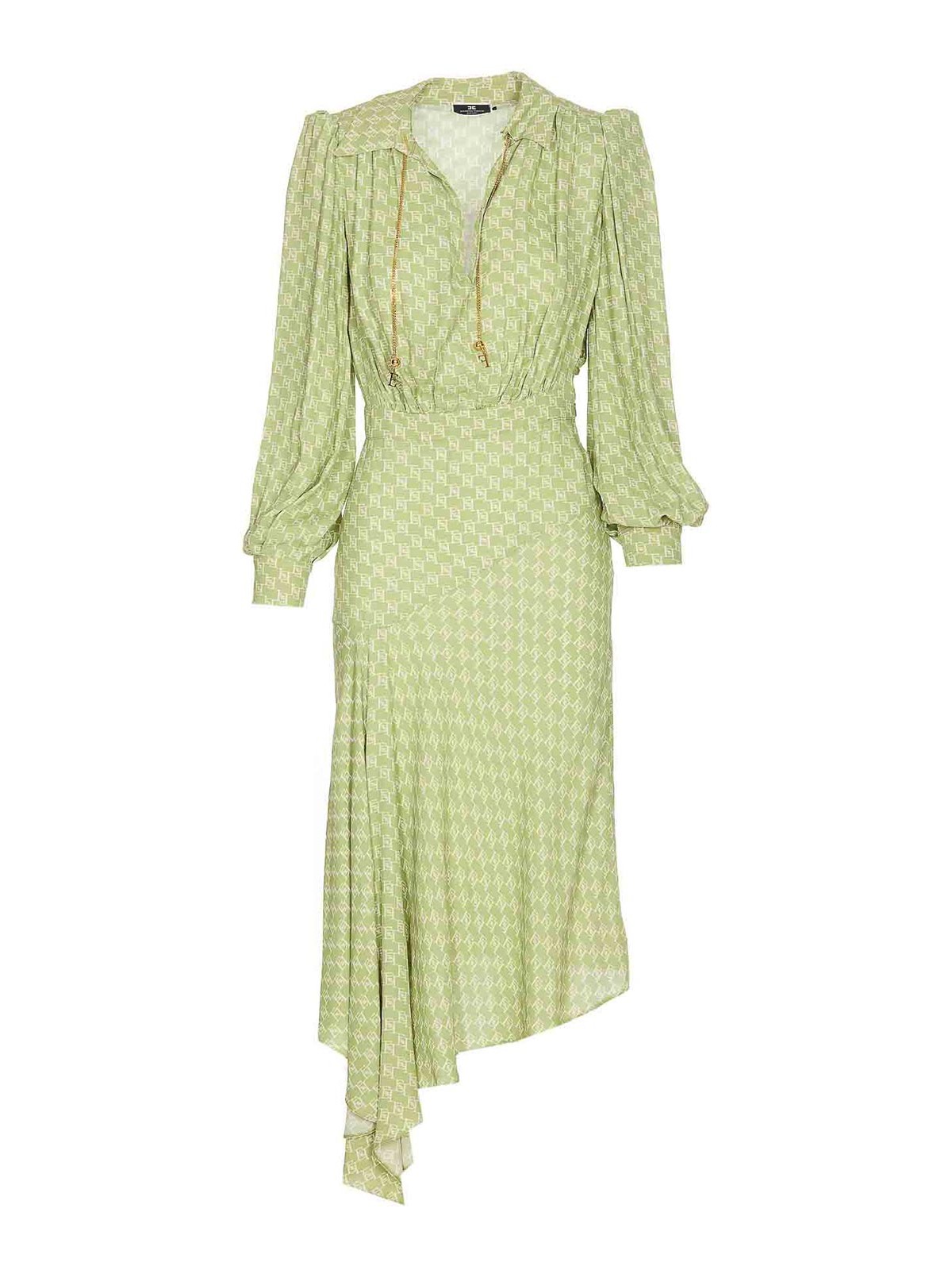 Elisabetta Franchi Logo Dress - Green - Women|ABS5341E2K29