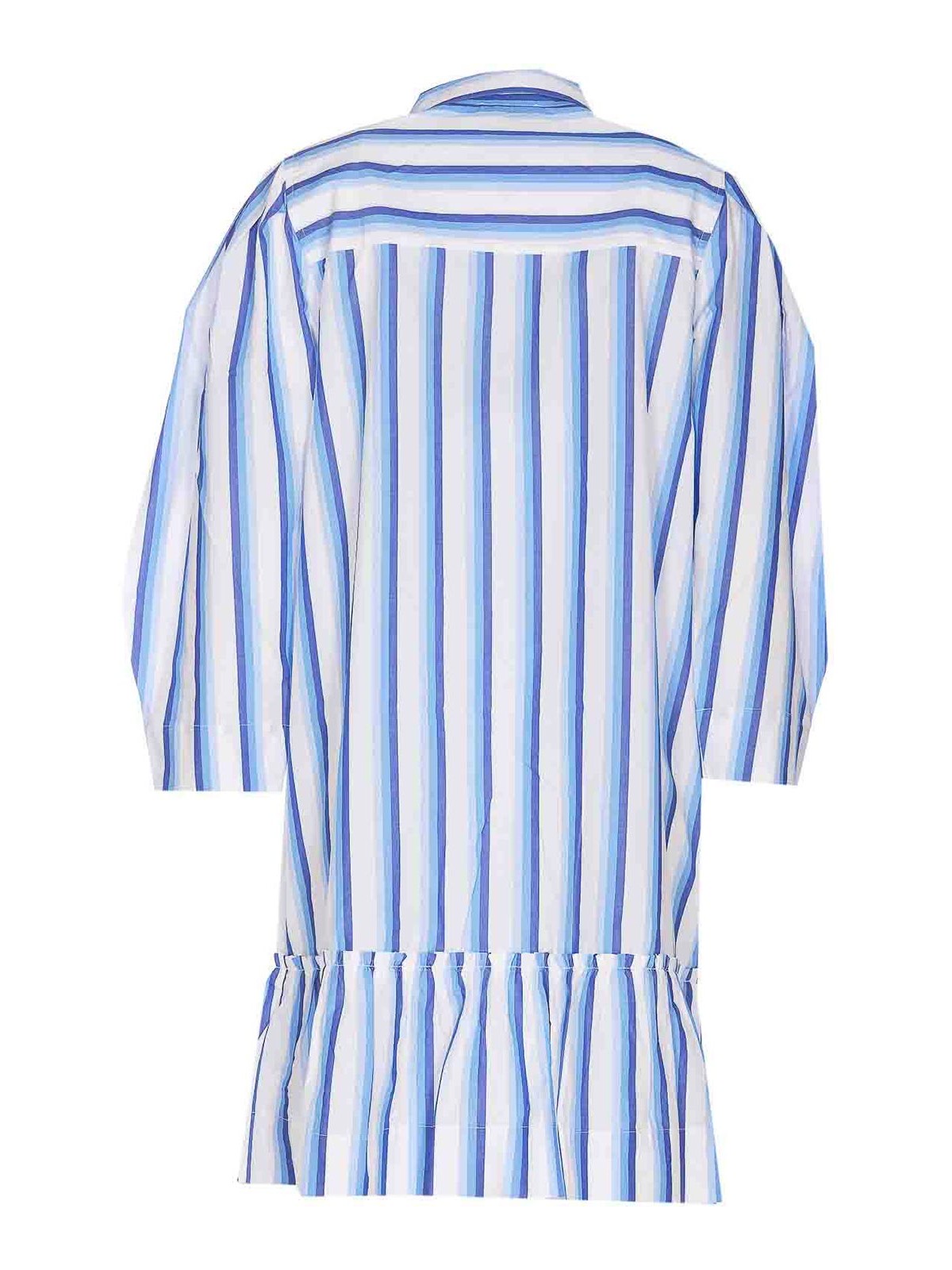 Shop Ganni Mini Striped Shirt Dress In Blue