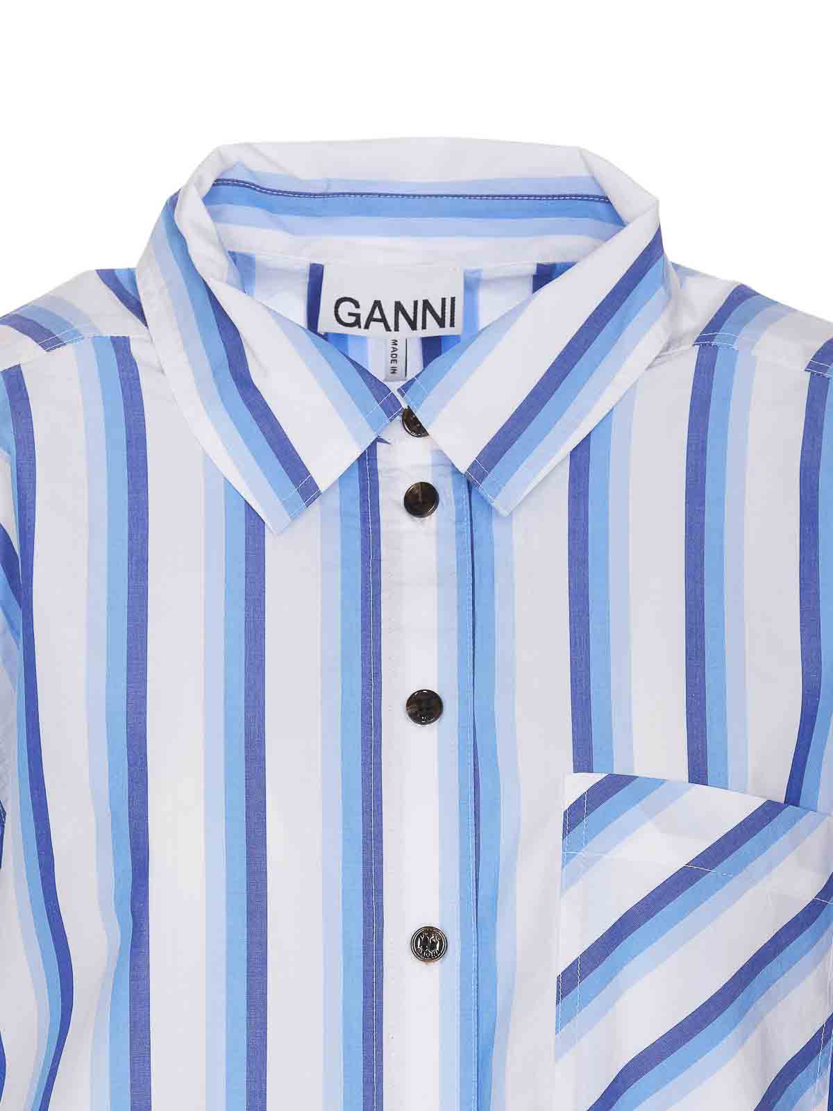 Shop Ganni Striped Shirt In Blue