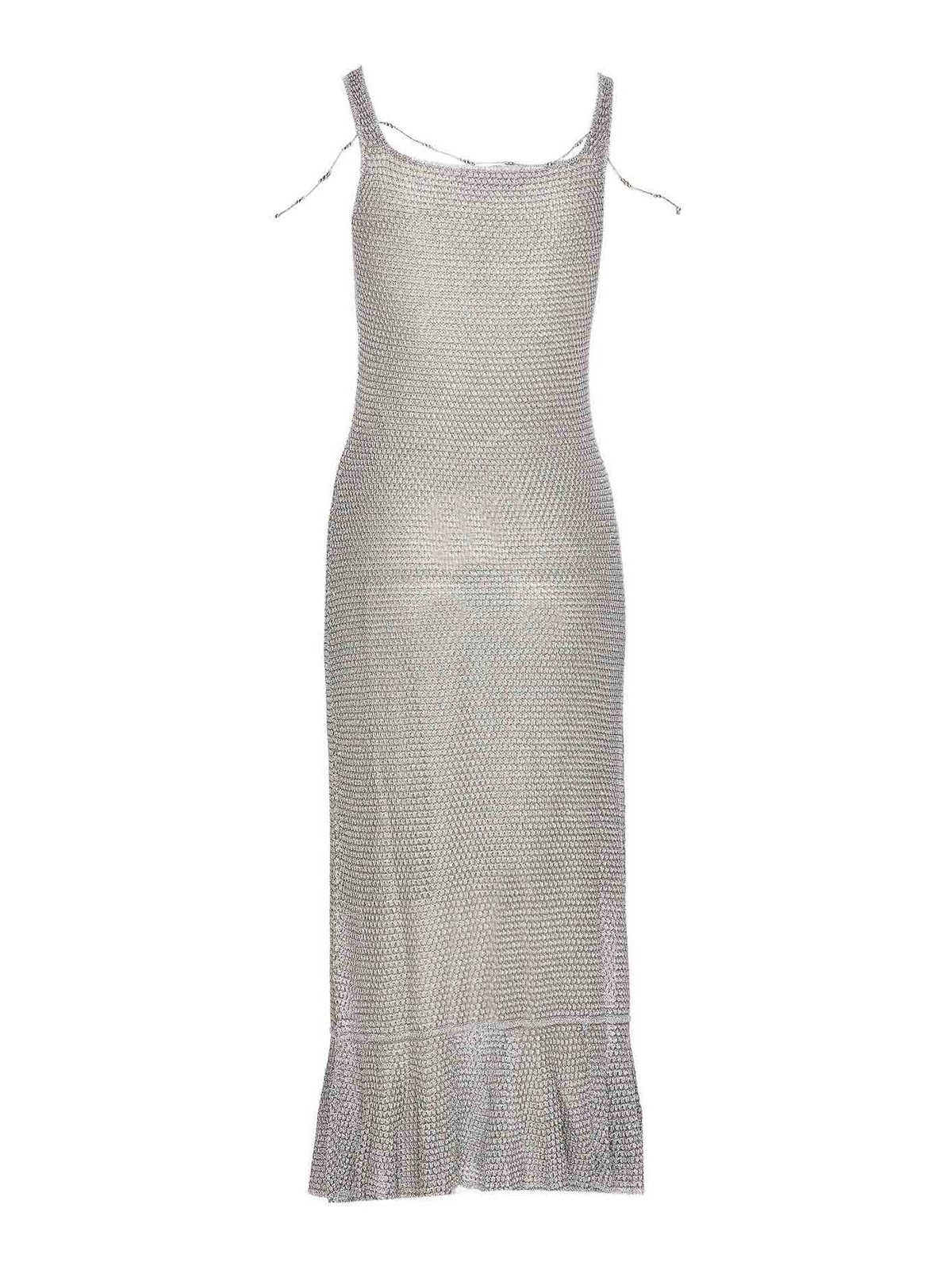 Shop Lanvin Embellished Long Dress In Silver