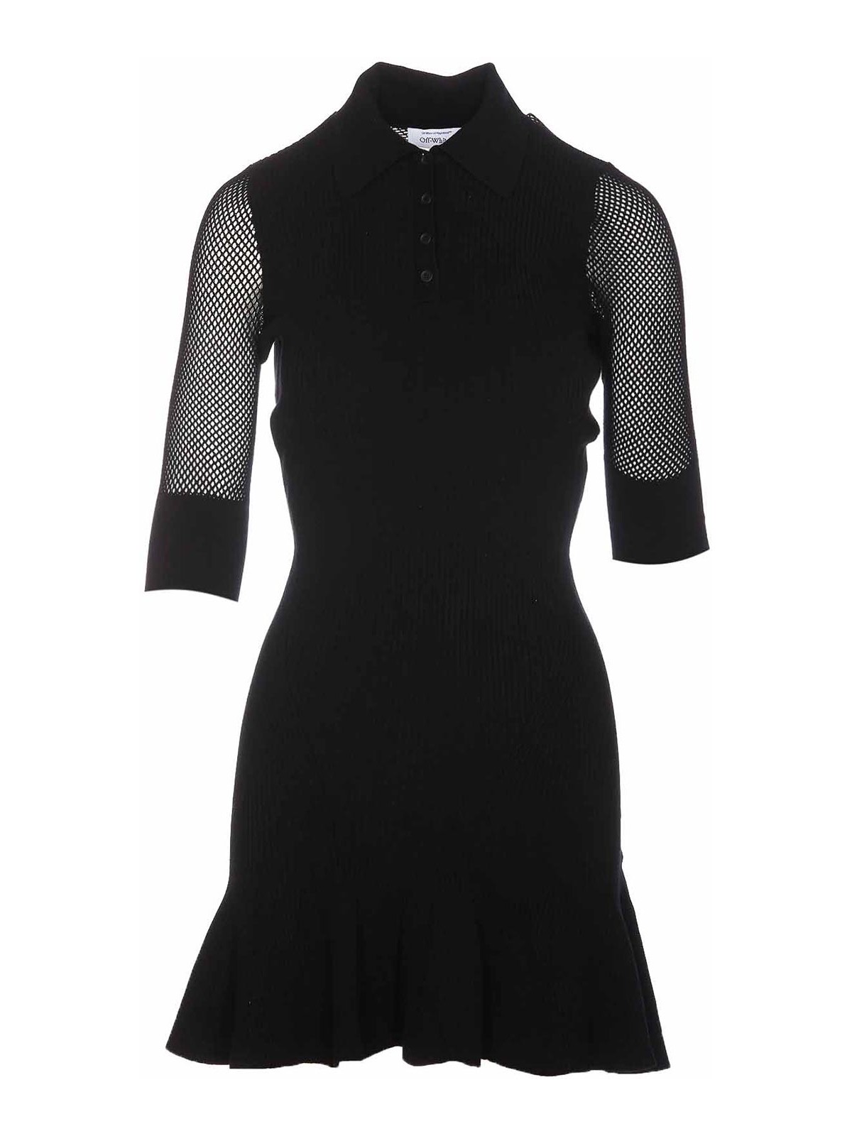Off-white Mini Net Arrow Polo Dress In Black