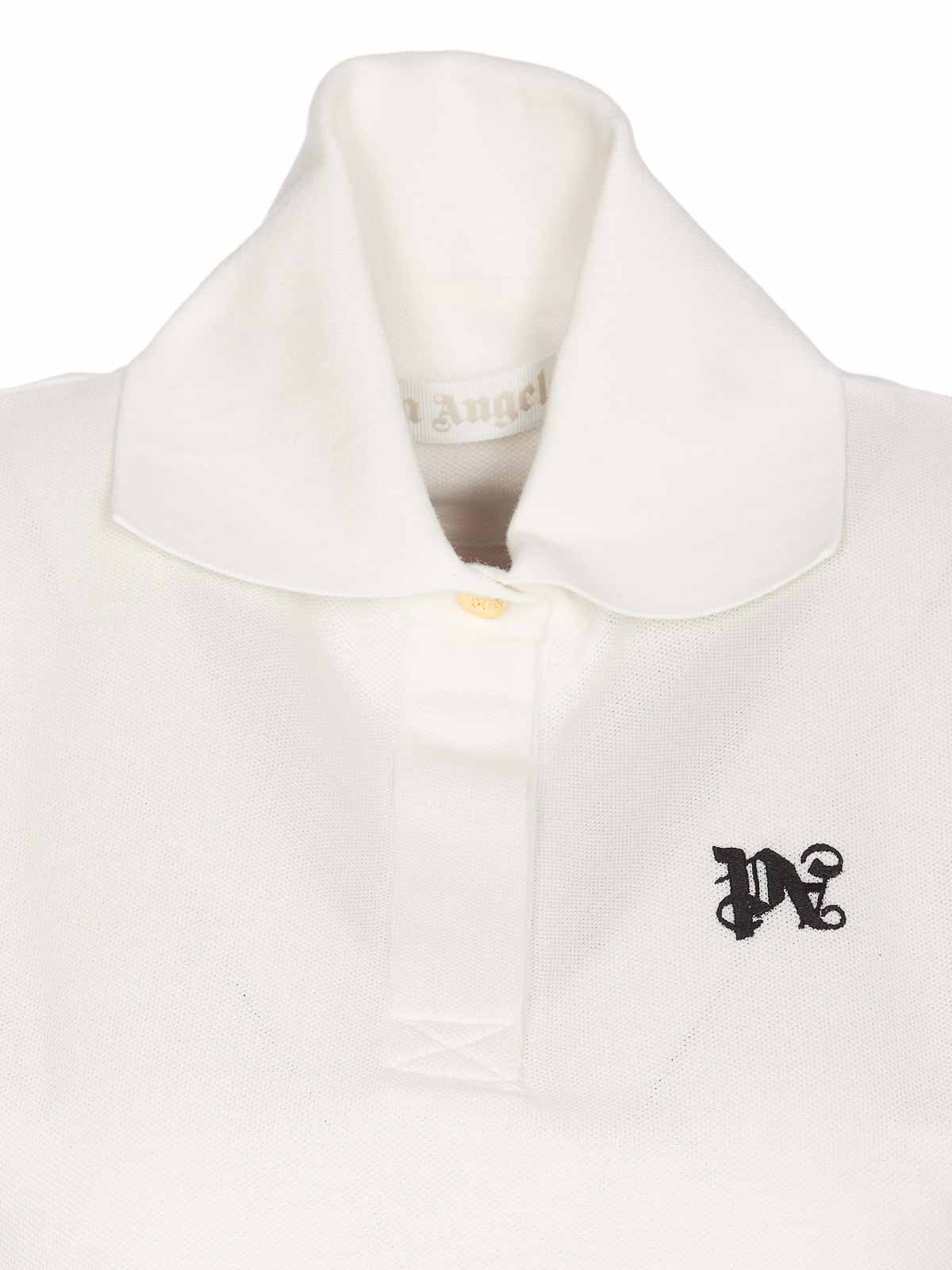 Shop Palm Angels Polo - Blanco In White