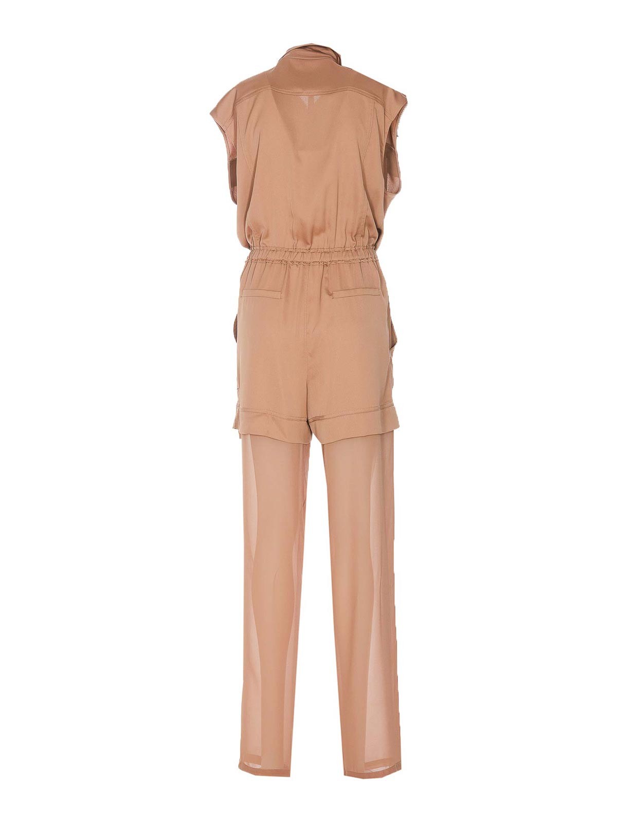 Shop Pinko Utility Satin Suit With Georgette In Brown