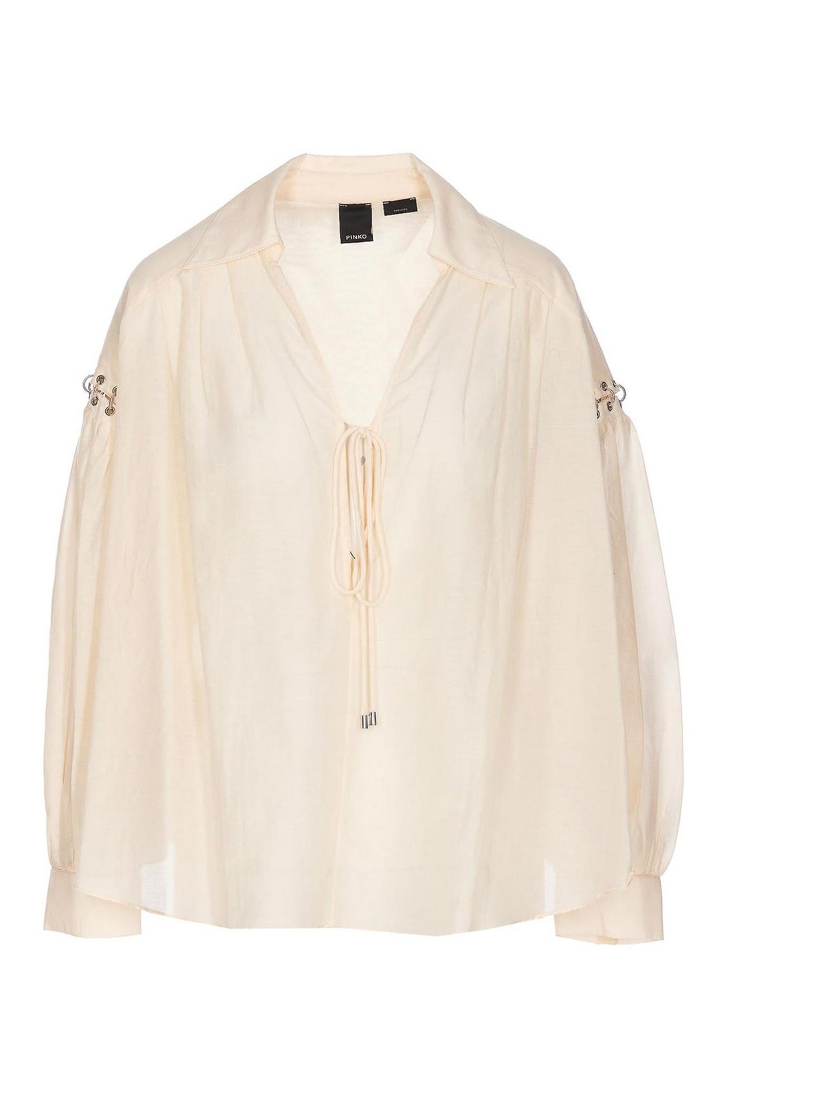 Shop Pinko Piercing Voile Blouse In Nude & Neutrals