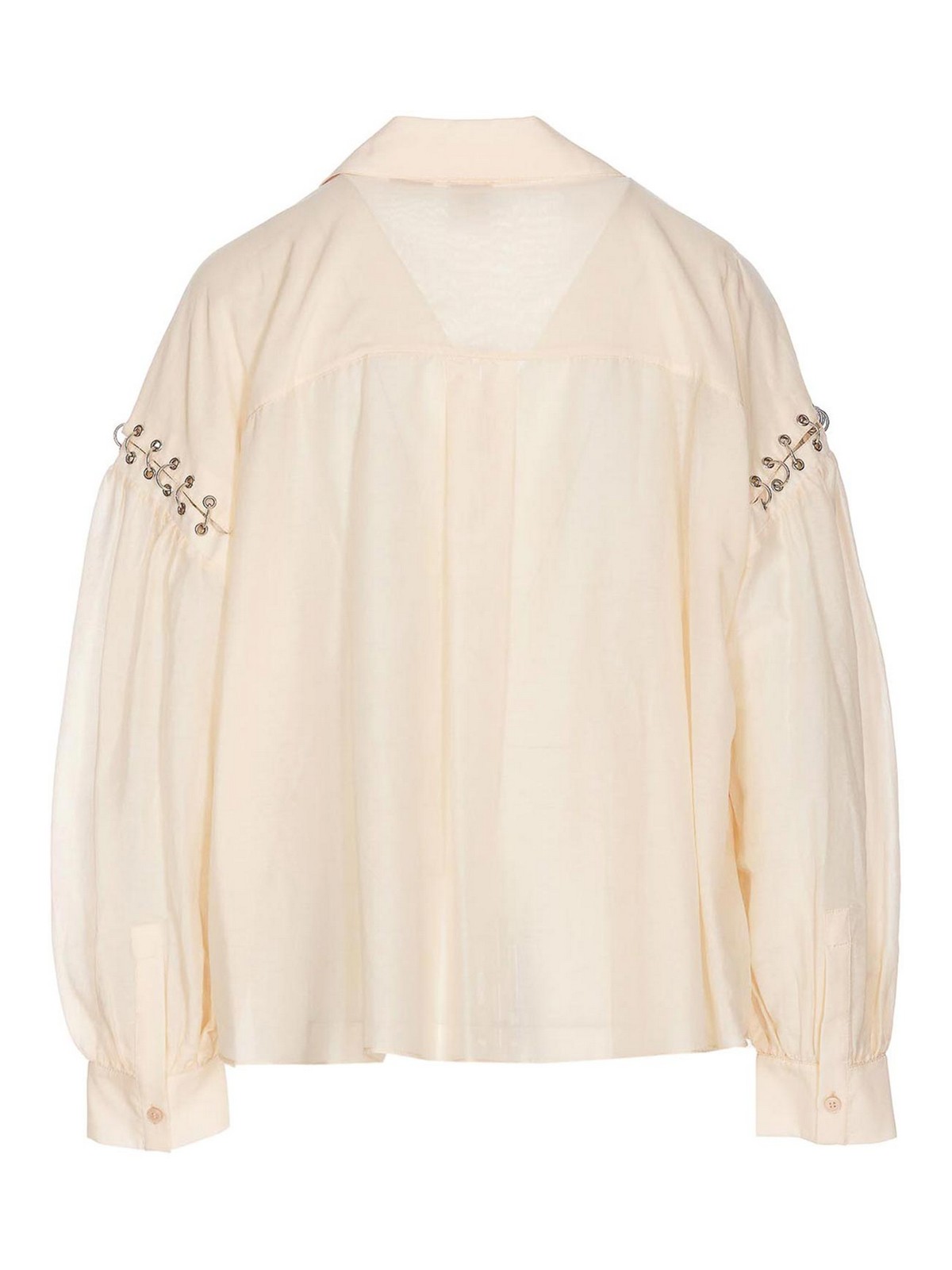 Shop Pinko Piercing Voile Blouse In Nude & Neutrals