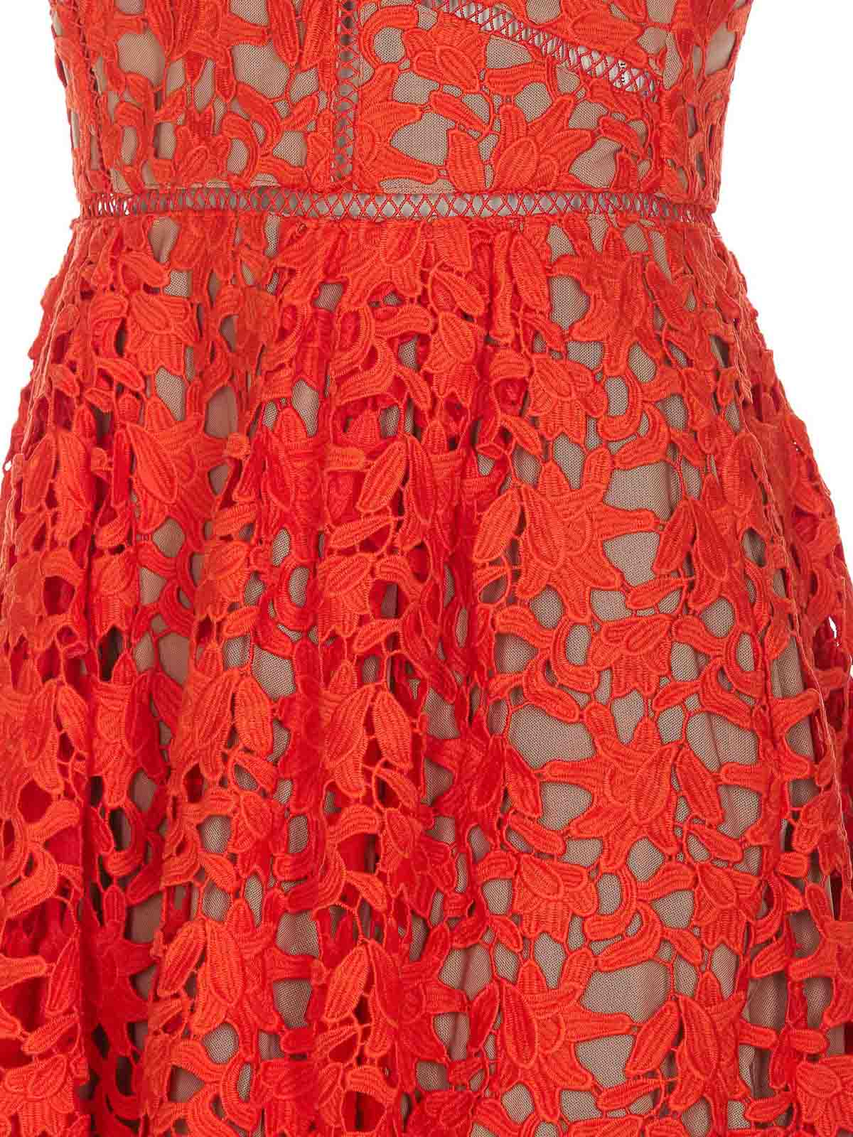 Self Portrait Midi Azalea Lace Dress - Orange - Women|151MORANGE