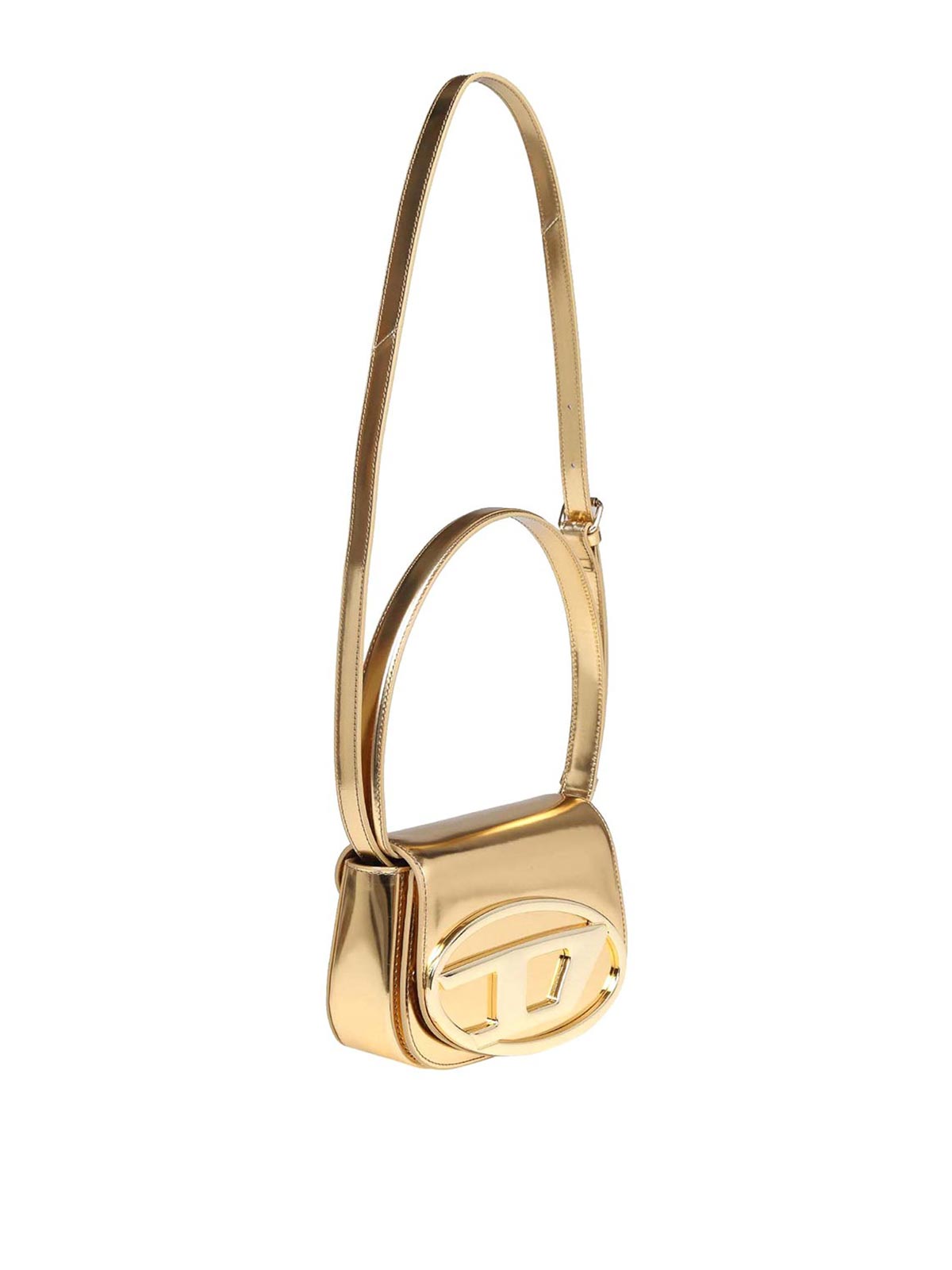 Shop Diesel Mirrored Leather Bag In Gold