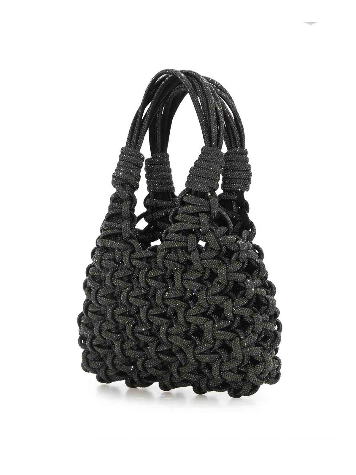 Shop Hibourama Jewel Bag With Braid And Crystals In Black