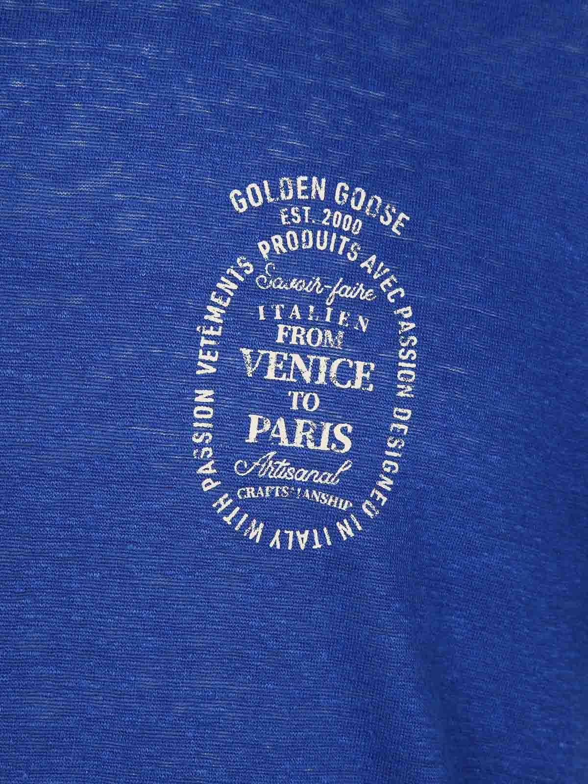 Shop Golden Goose Journey T-shirt In Blue Cotton