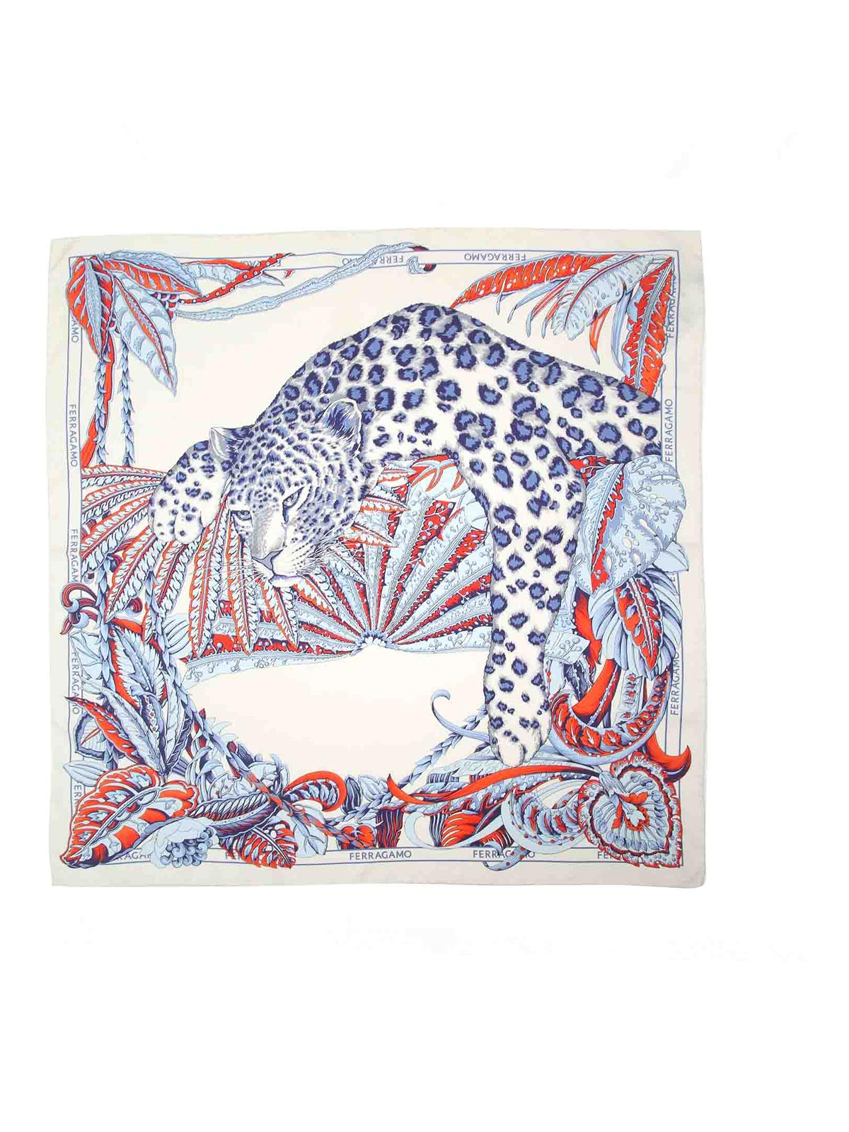 Shop Ferragamo Silk Scarf With Togo Pattern In Multicolour
